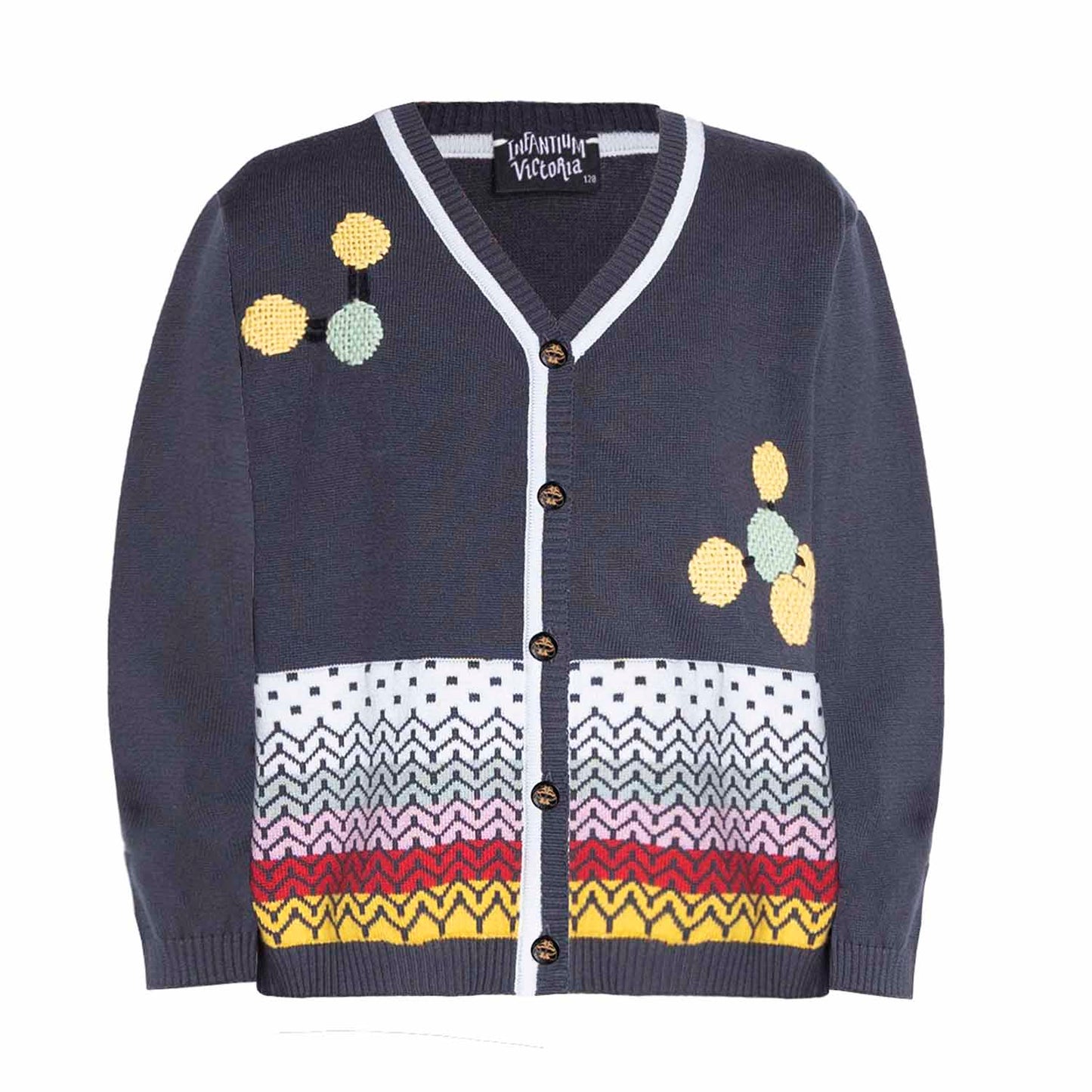 Grey Boys and Girls Cardigan with Hand Embroidery-0