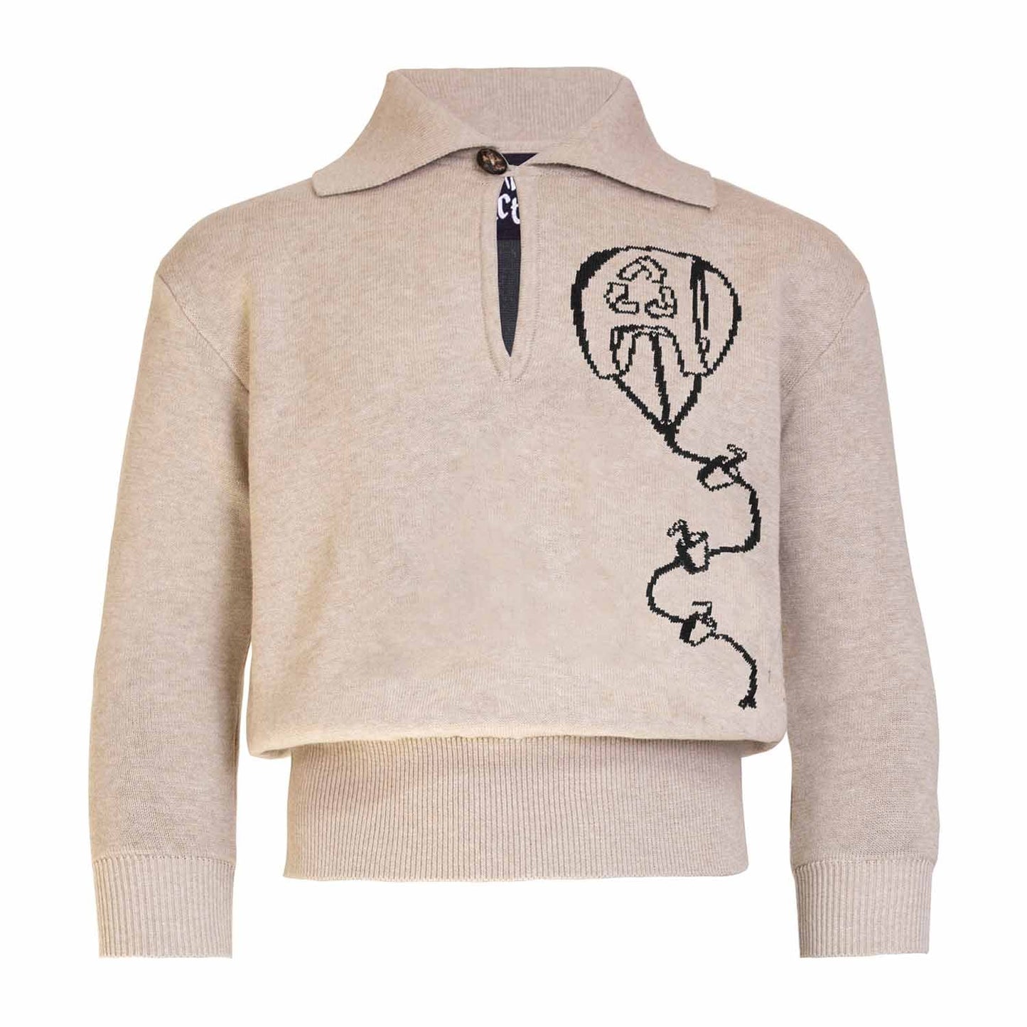 Beige Sweater with Kite for Kids-0