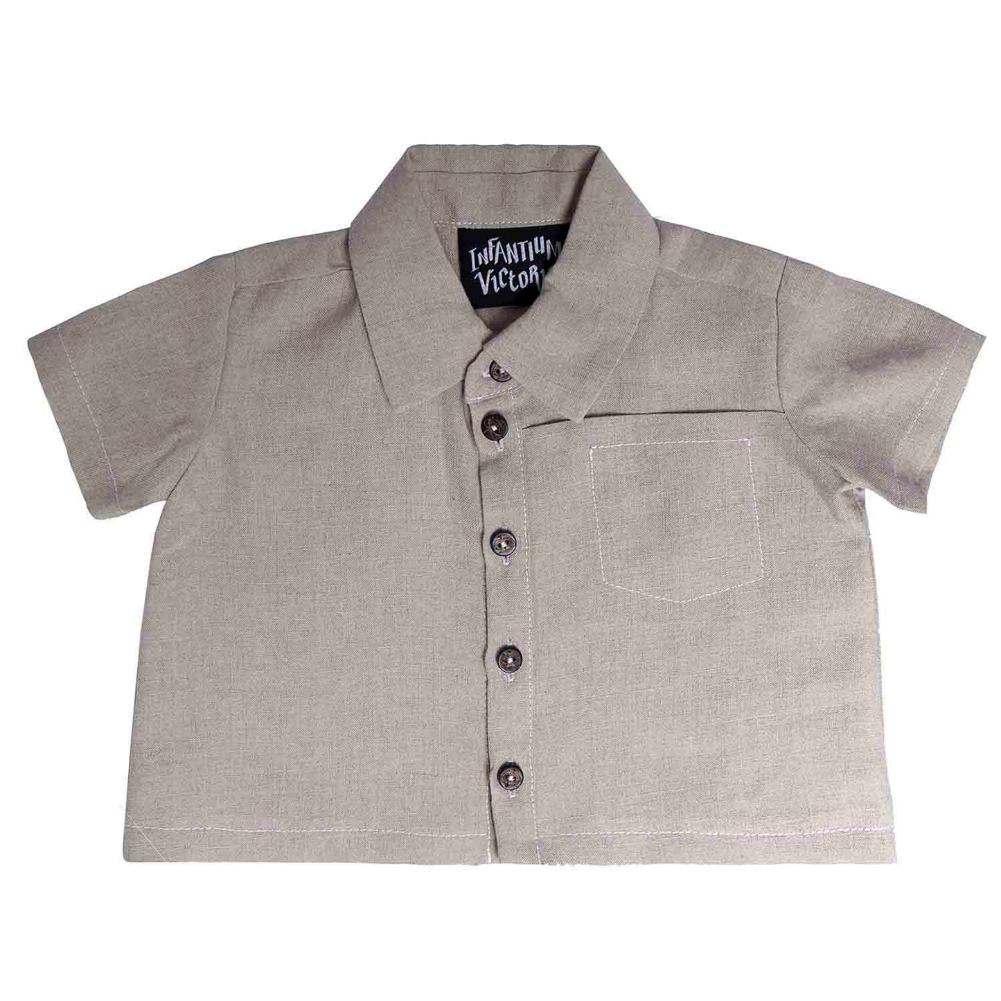 Beige Linen Baby Shirt-0