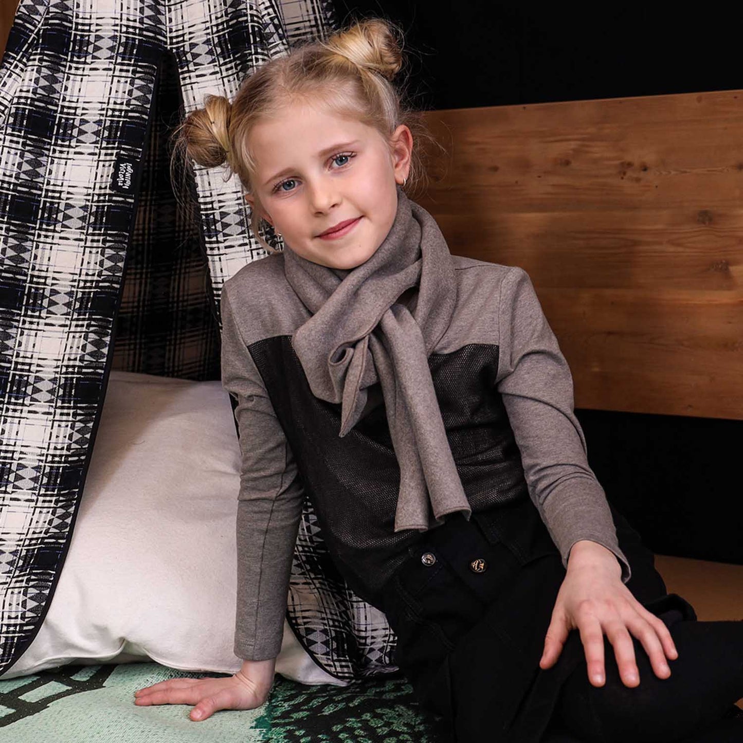 Beige Cotton Fleece Scarf-2