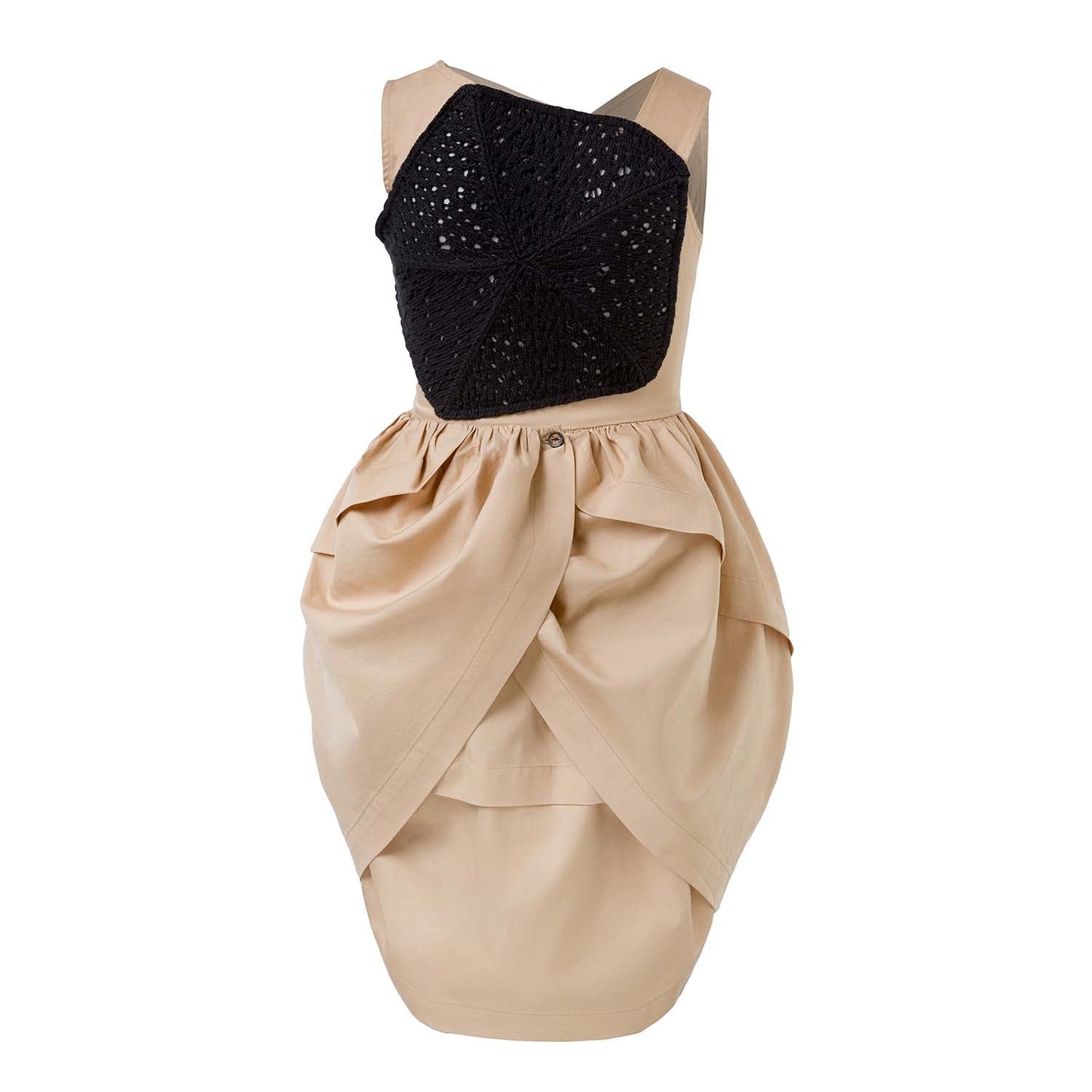 Beige Dress with Bee Hand Embroidery-2