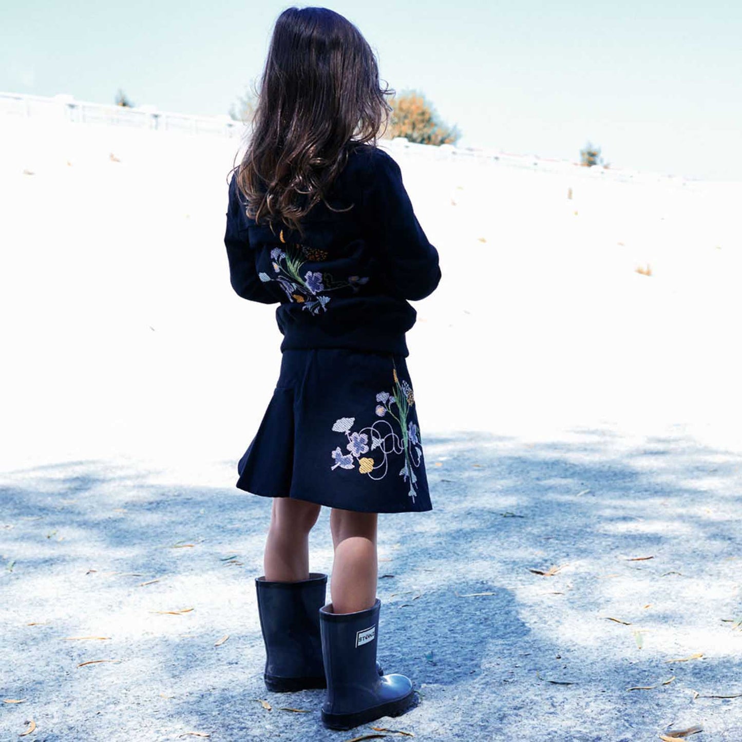 PRELOVED Black Bomber Jacket with Floral Emproidery, 1 year-2