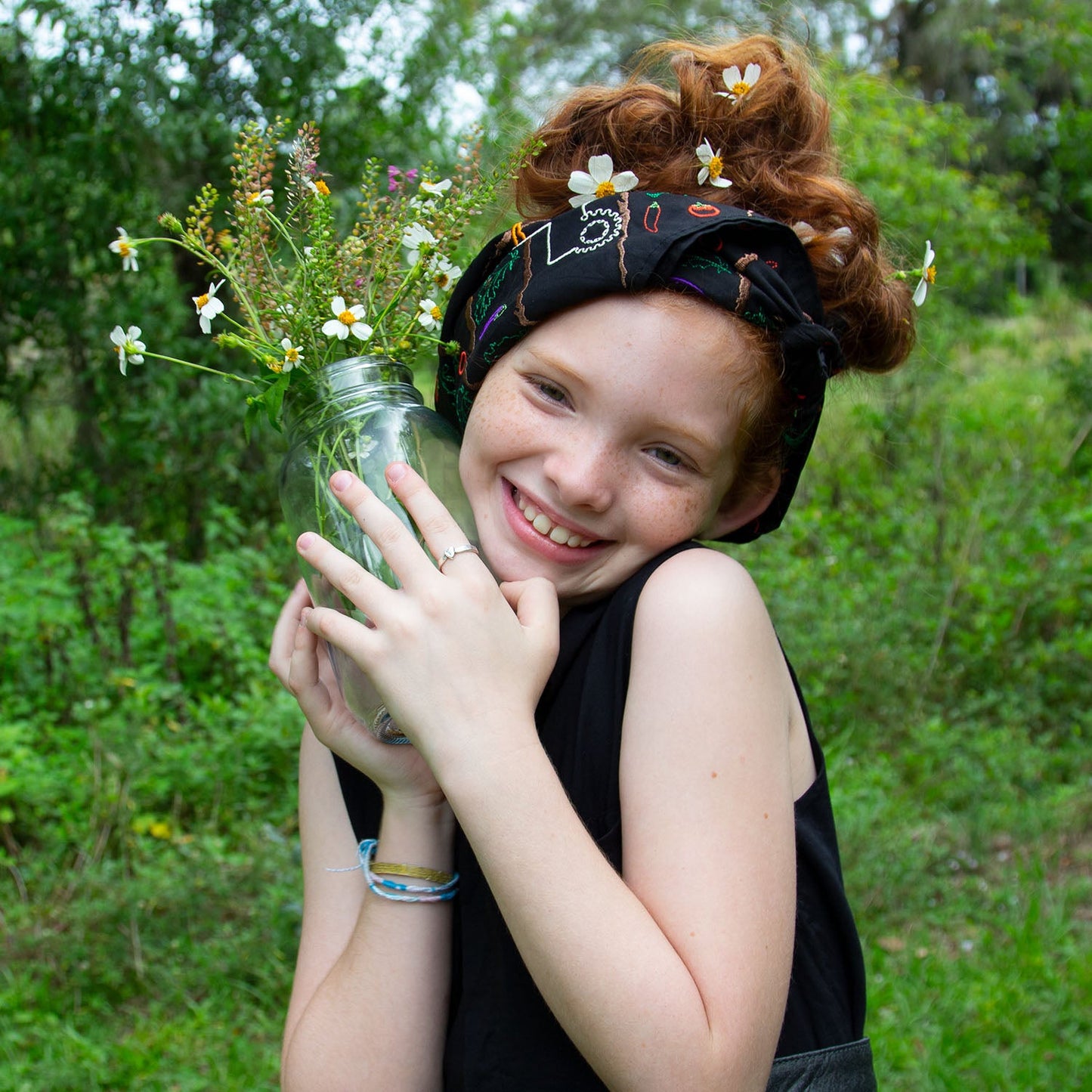 Black Bandana with Embroidery-1