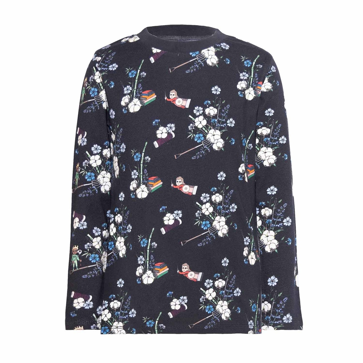 Black Floral T-shirt for Kids-0