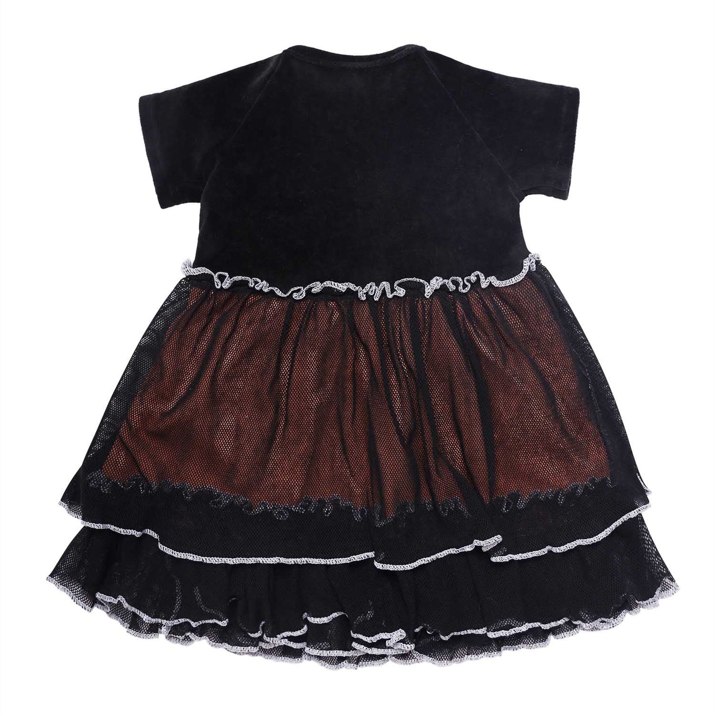 Baby Girl Velvet Dress in Black with Tulle-2