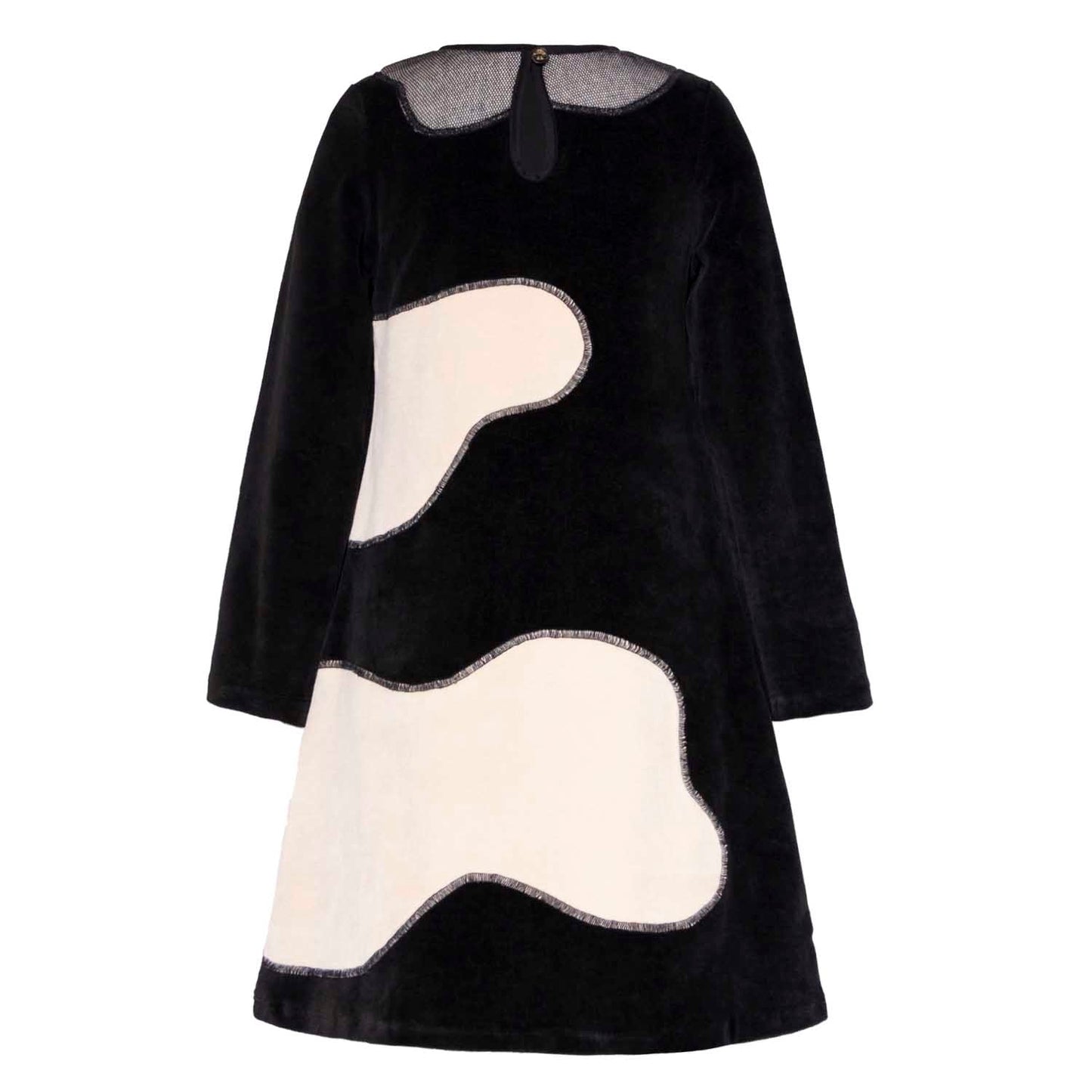 Kids Black Velvet A-line Dress-3