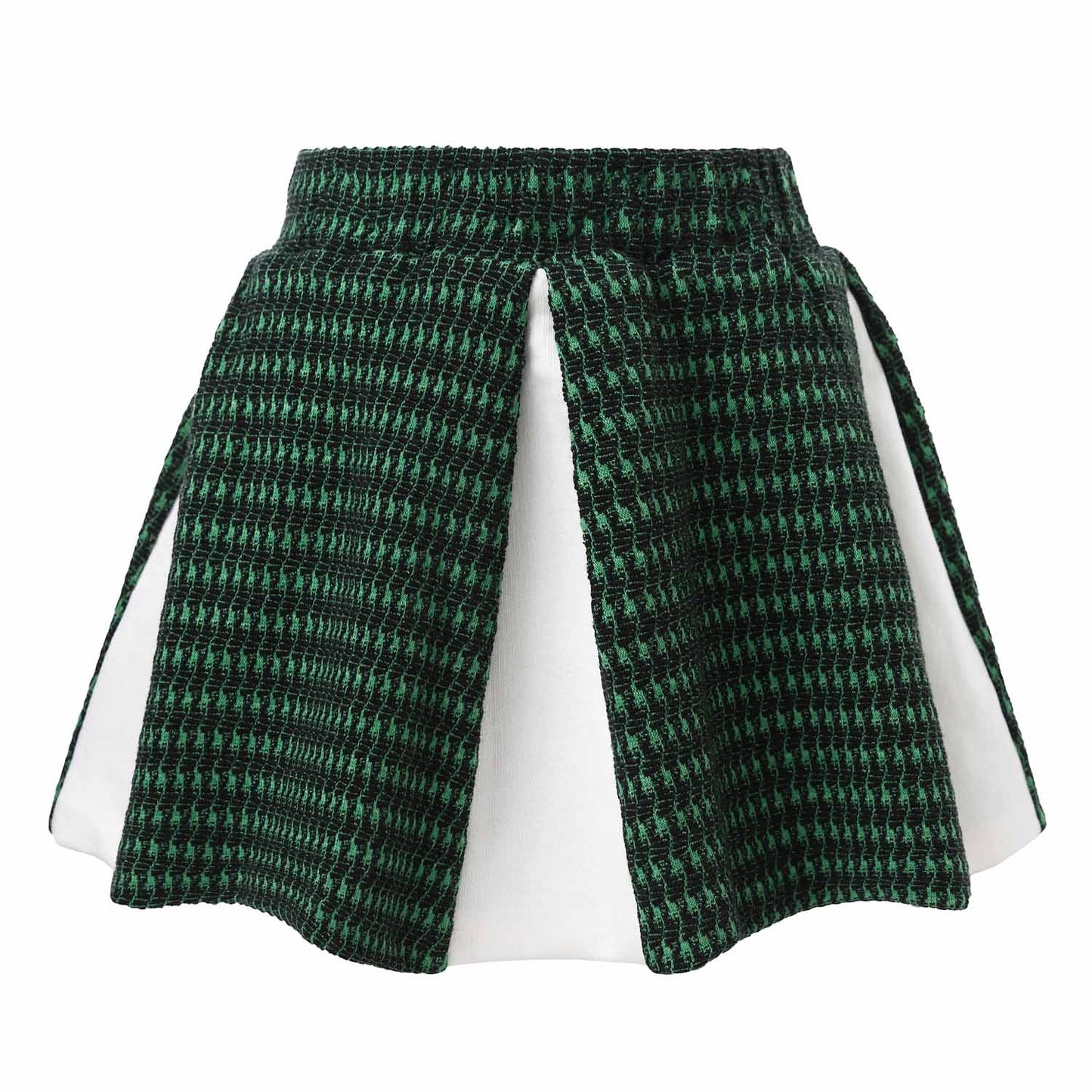 Mini Circle Skirt In Green and White-0