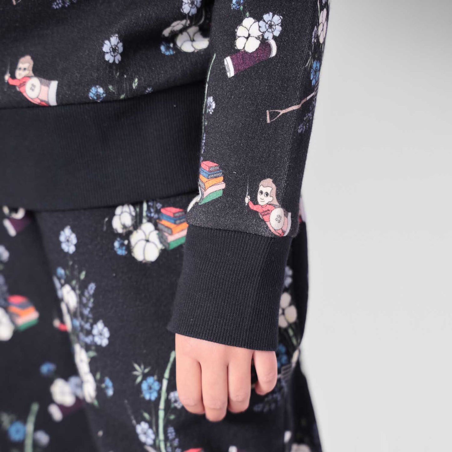 Black Floral Kids Sweatshirt-2