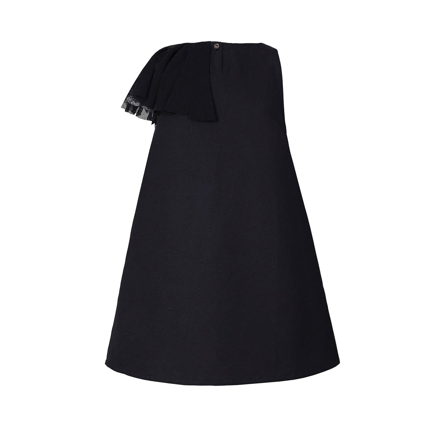 Black Dress with Asymetric Shoulder for Girls-2