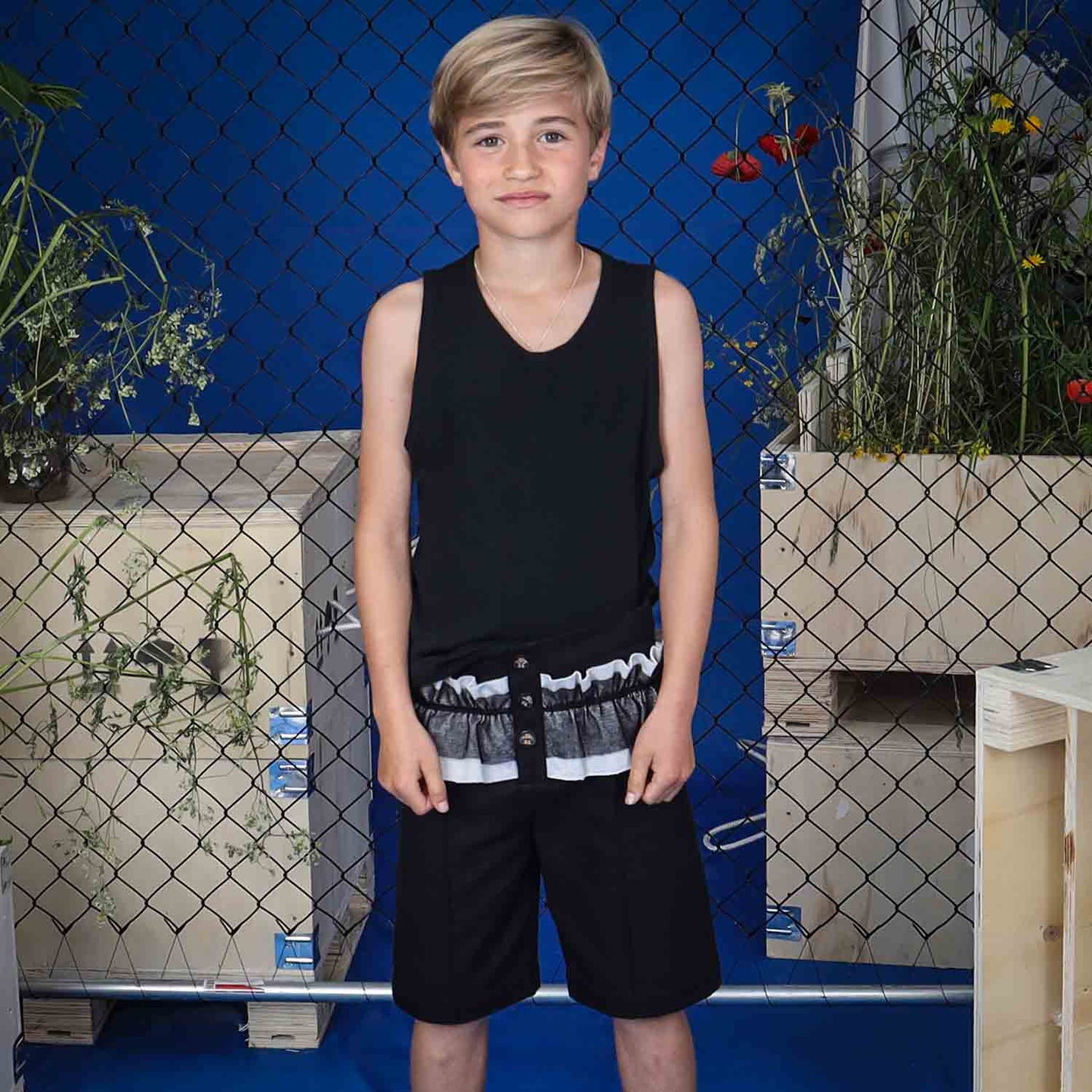 Black Shorts with Ruffles-3