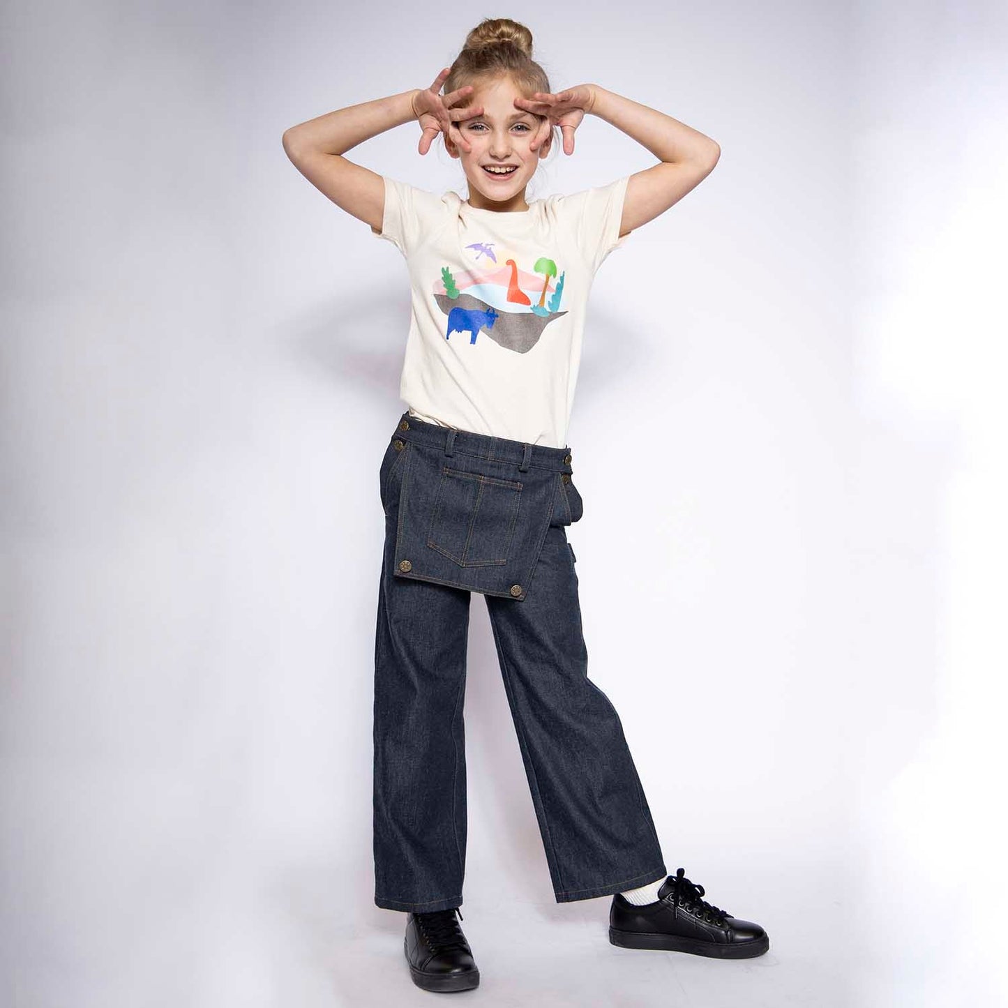 Girls Flare Jeans with Flap-1