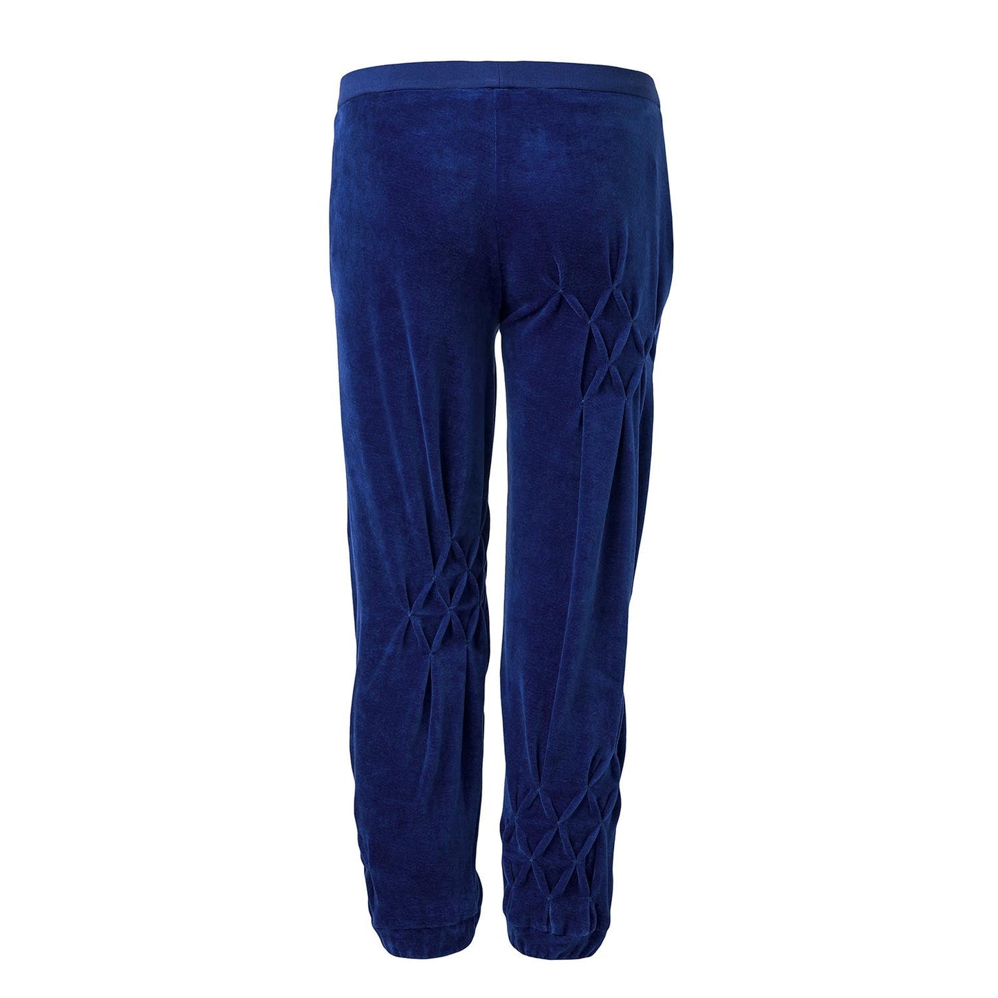 Kids Blue Velvet Track Pants with Hand Smock-2