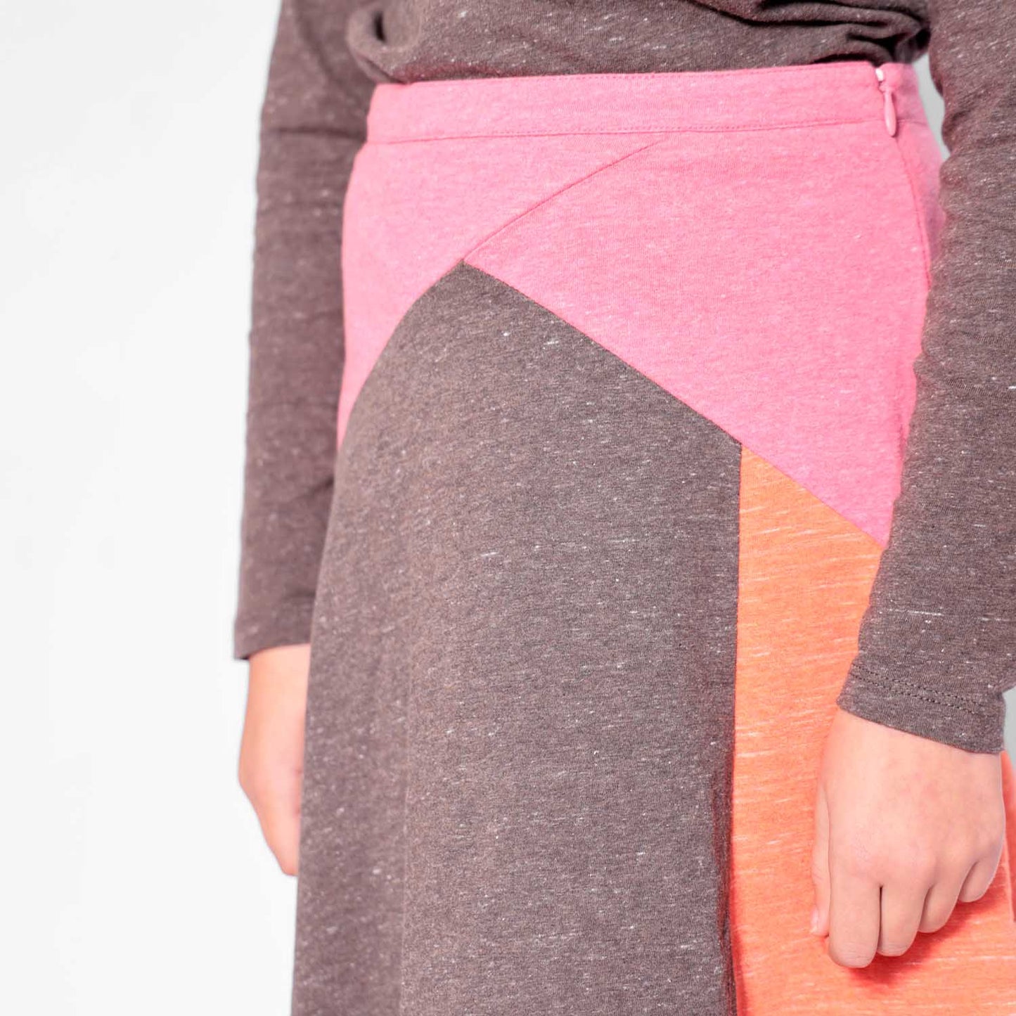 Girls Pink and Orange Colorblock Skirt-2