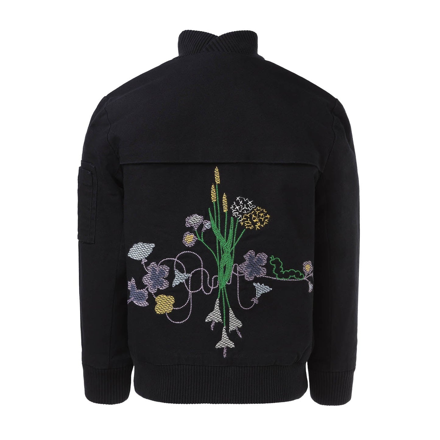 PRELOVED Black Bomber Jacket with Floral Emproidery, 1 year-0