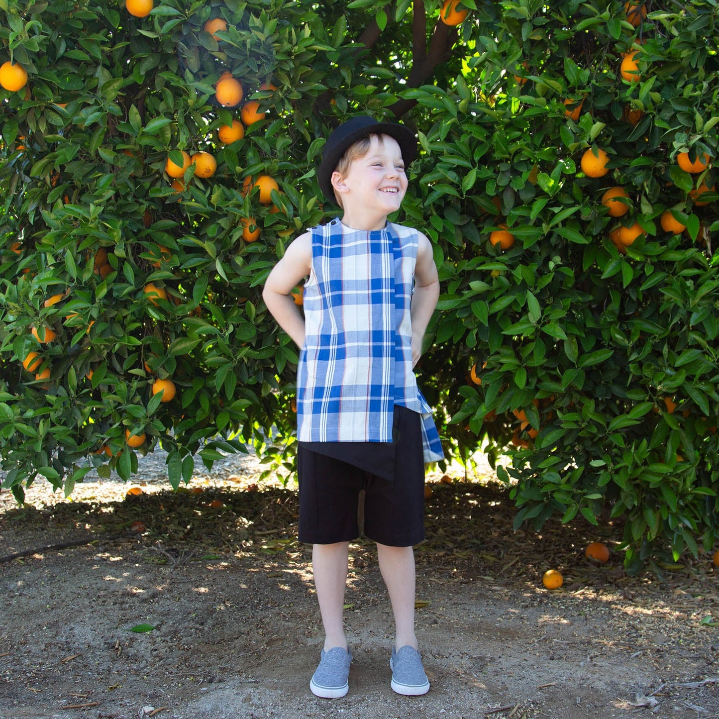 Blue and White Tartan Top For Boys and Girls-2