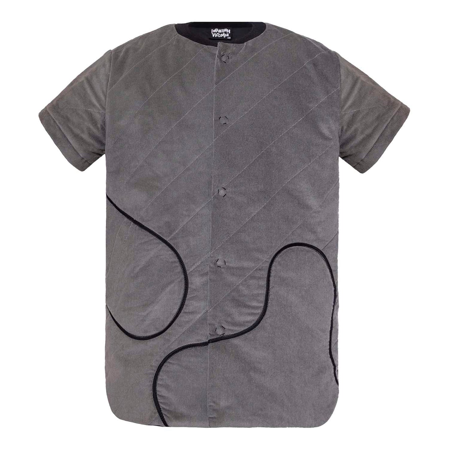 Grey Velvet Jacket with Short Sleeves-0