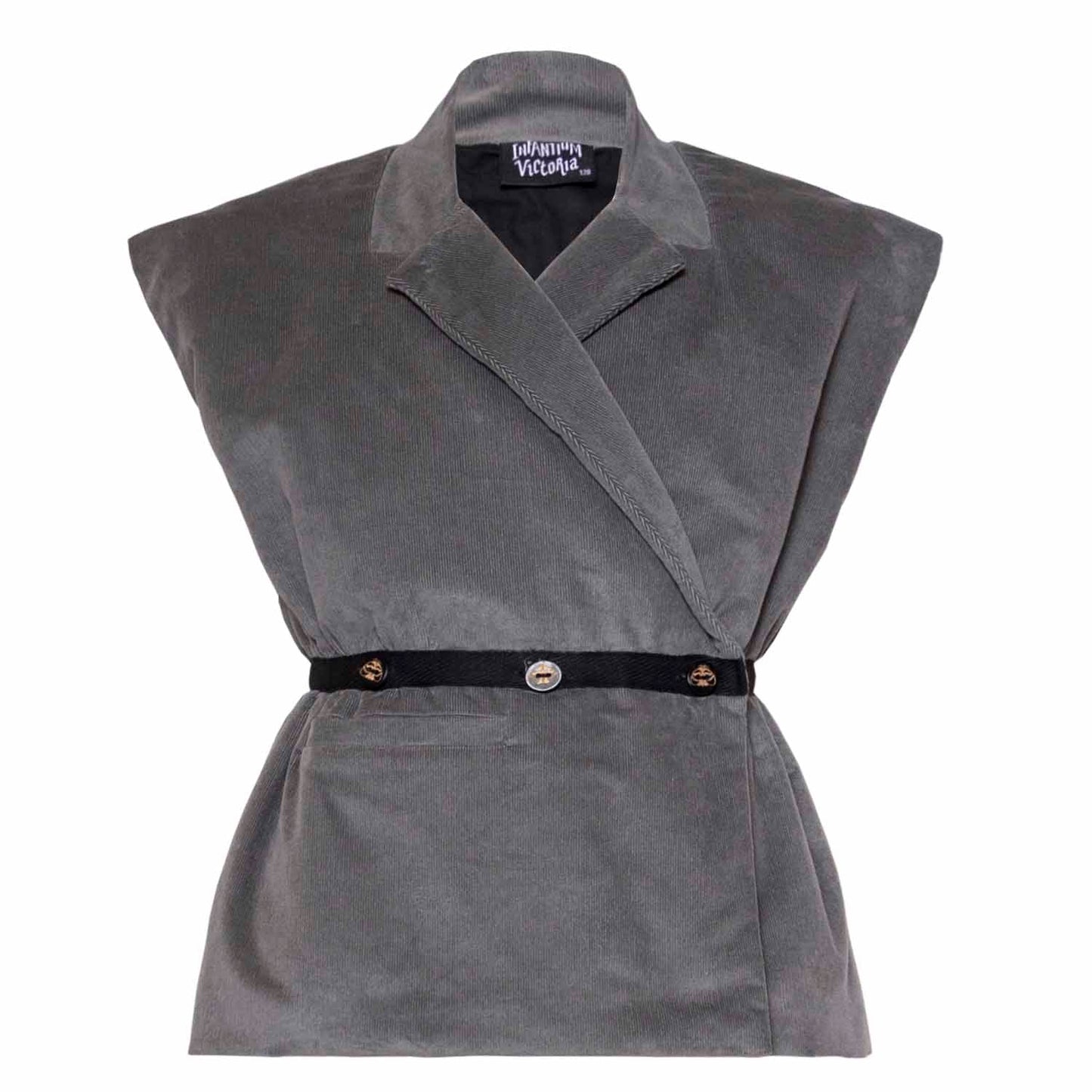 Grey Velvet Sleeveless Kids Vest-0