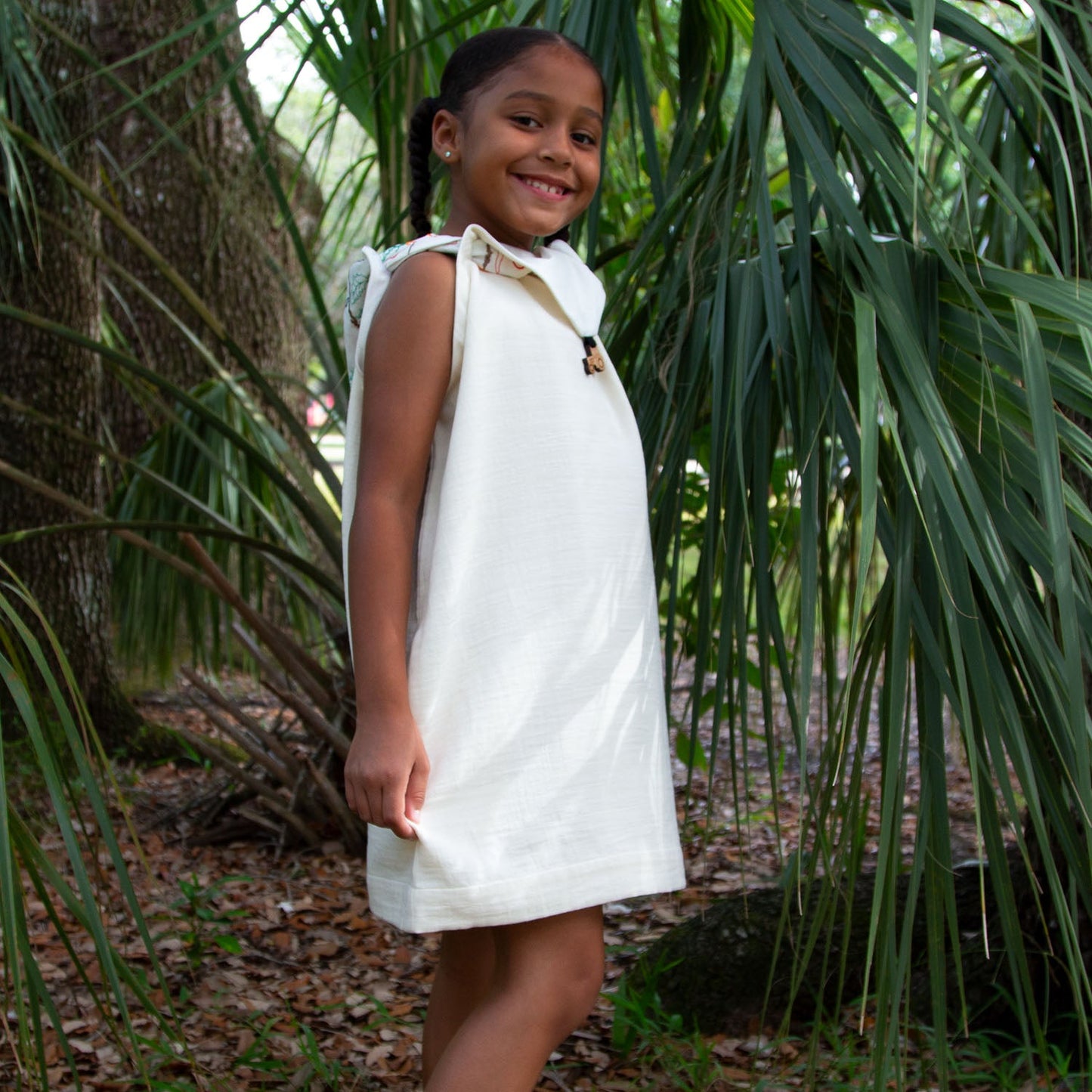 Girls' Off-White Handkerchief Dress-2