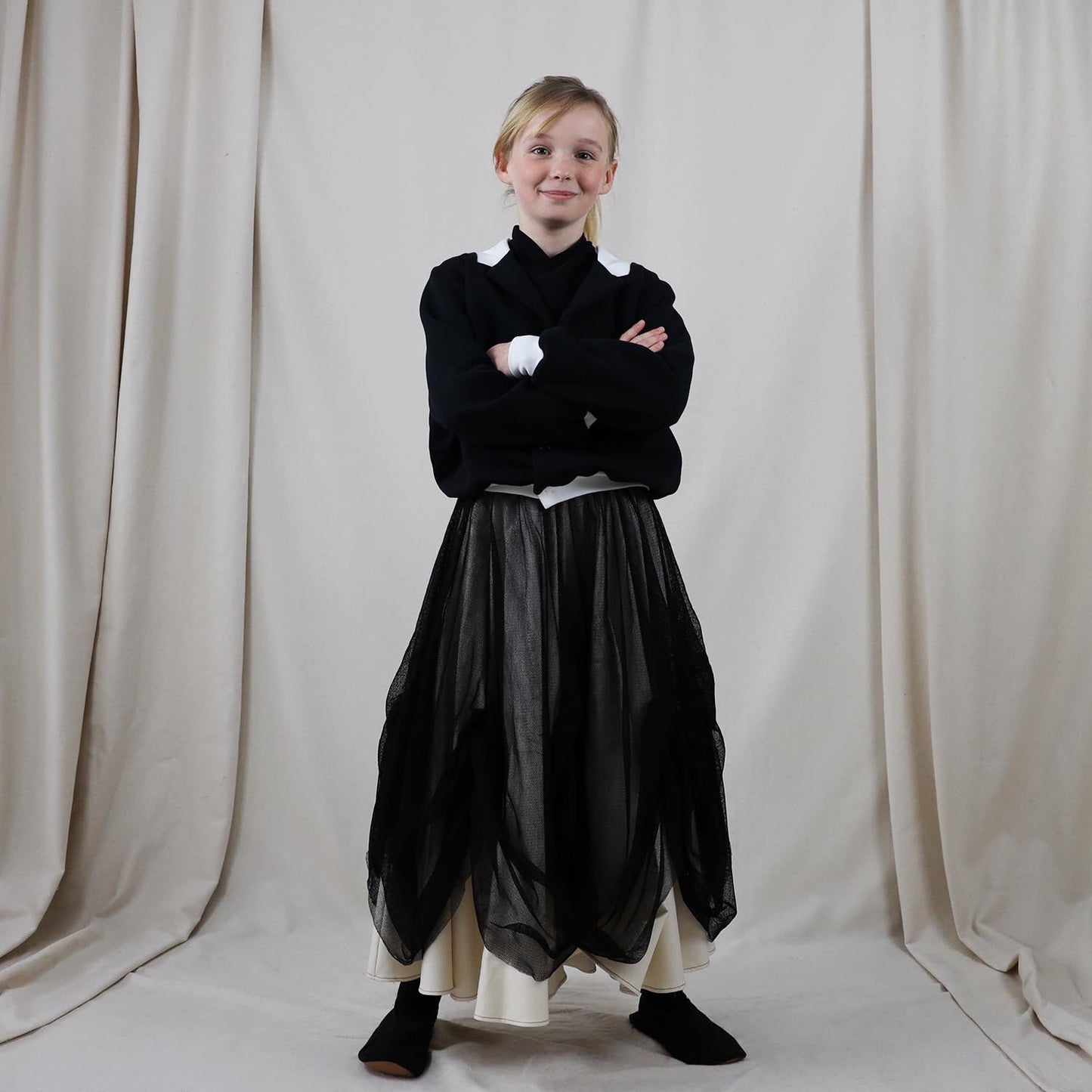 Off-white Maxi Skirt with Tulle-1