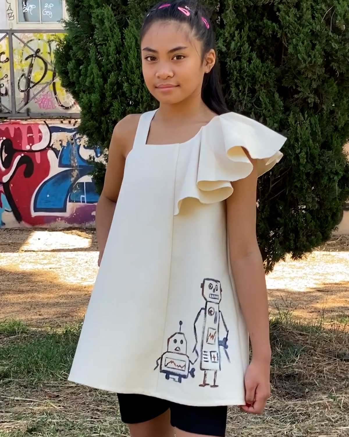 Girls Hand-Painted Mini Dress Limited Edition-1