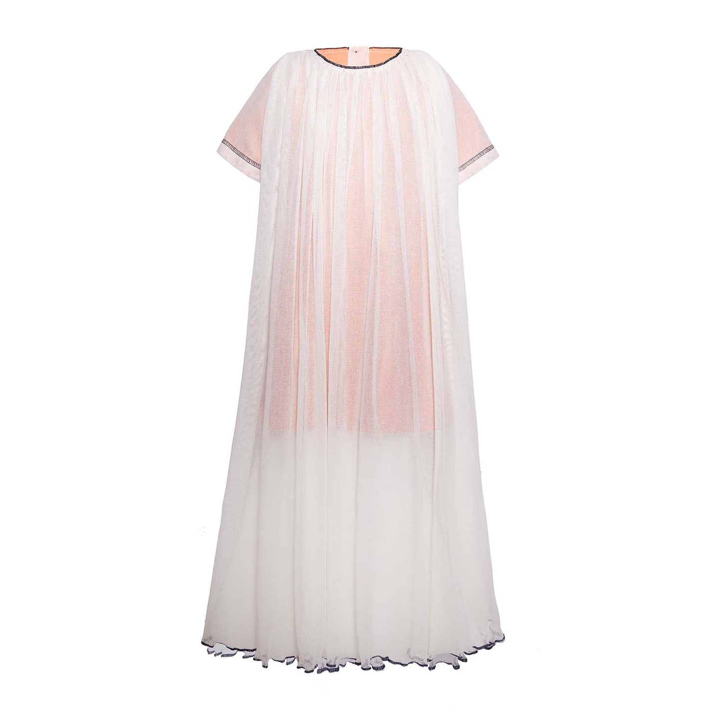Girls Tulle Dress in Off White-0