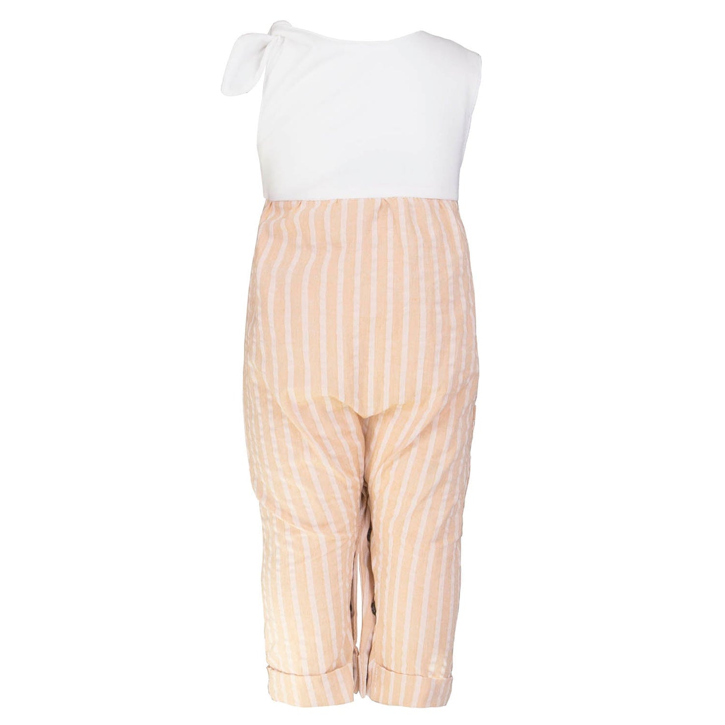 Peach Seersucker Baby Romper with Bow-2