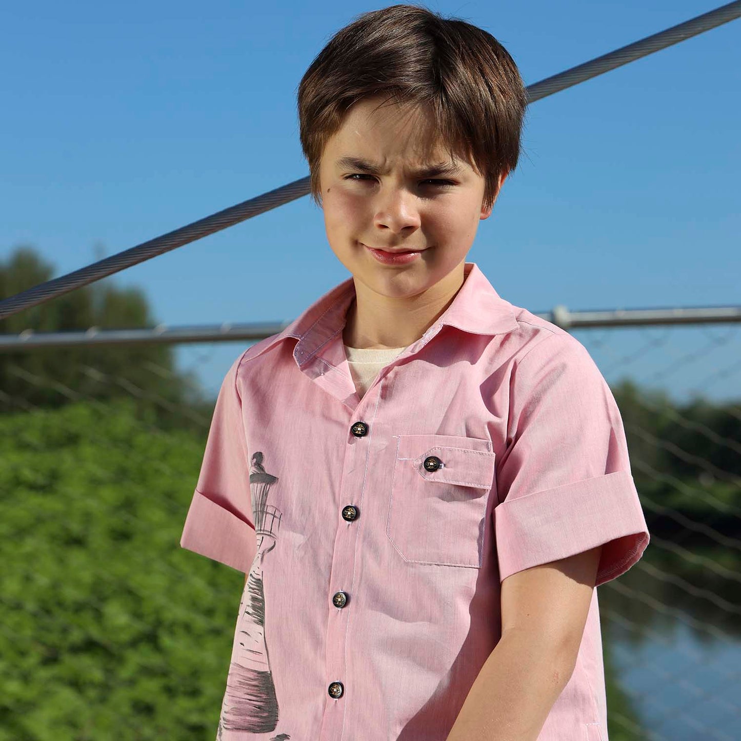 Hand-Painted Pink Dress Shirt Limited Edition, GOTS-1