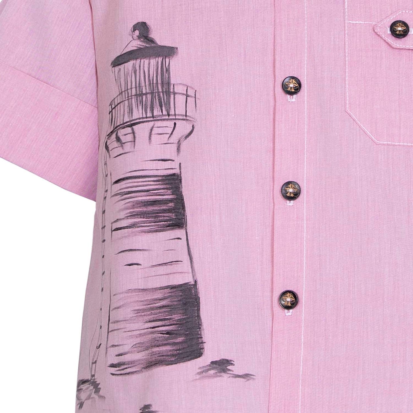 Hand-Painted Pink Dress Shirt Limited Edition, GOTS-3
