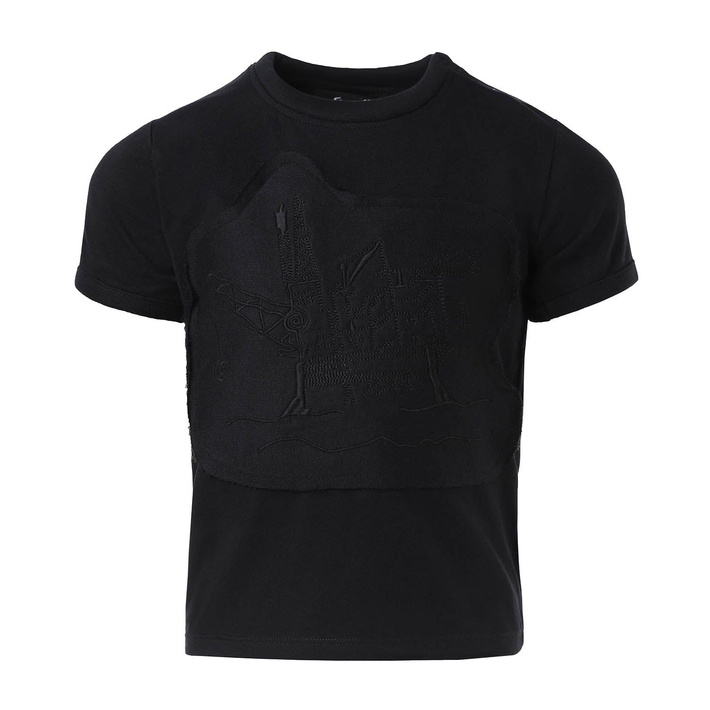 Kids Black T-Shirt with Appliqué-0