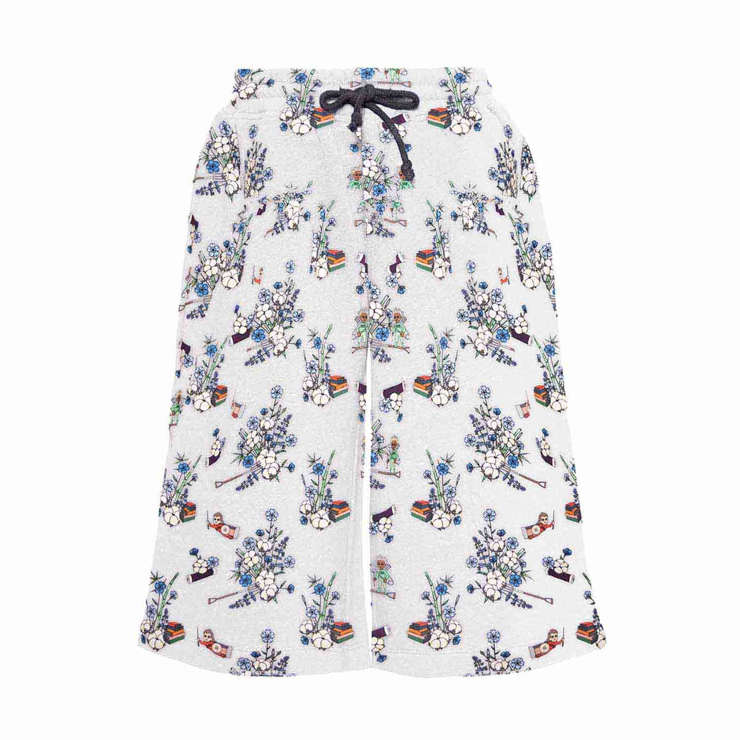 Girl and Boy Shorts in White Print-0