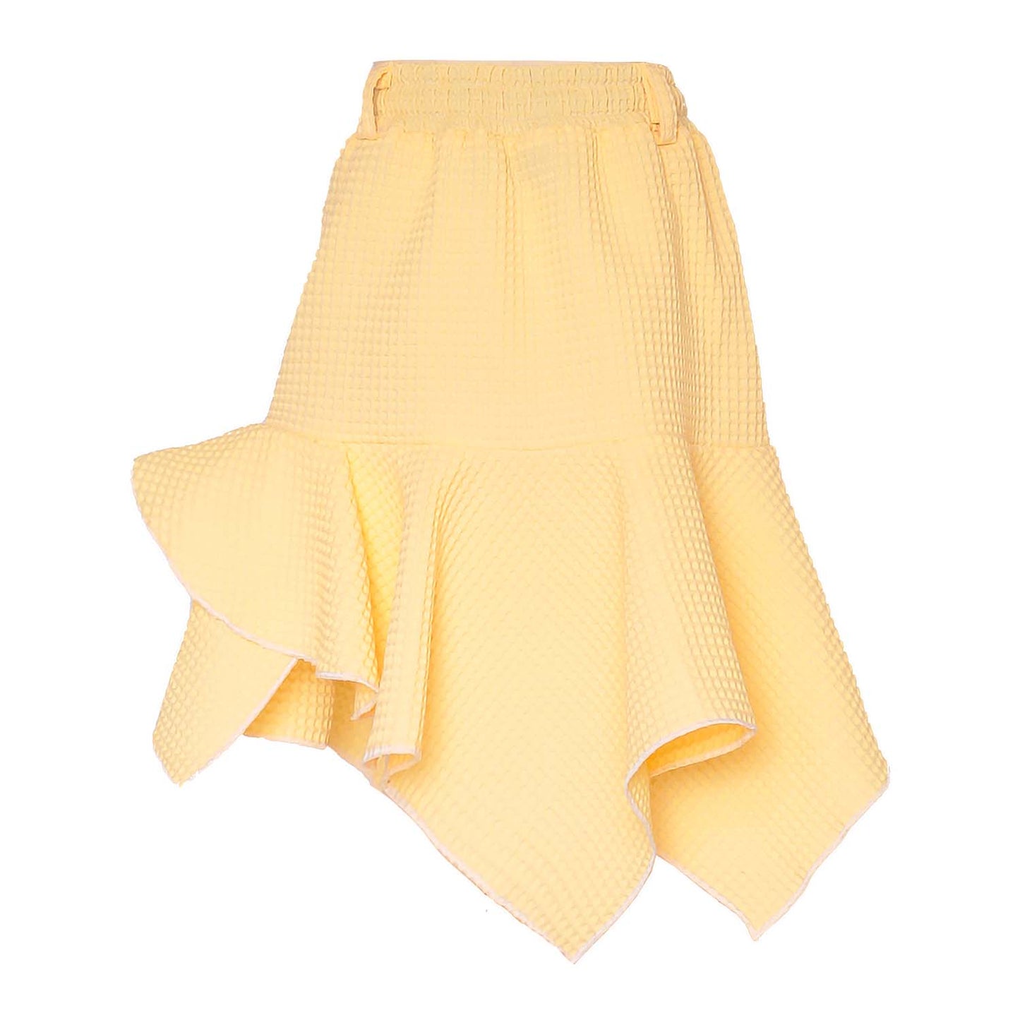 Yellow Waffle Girls Midi Skirt-2
