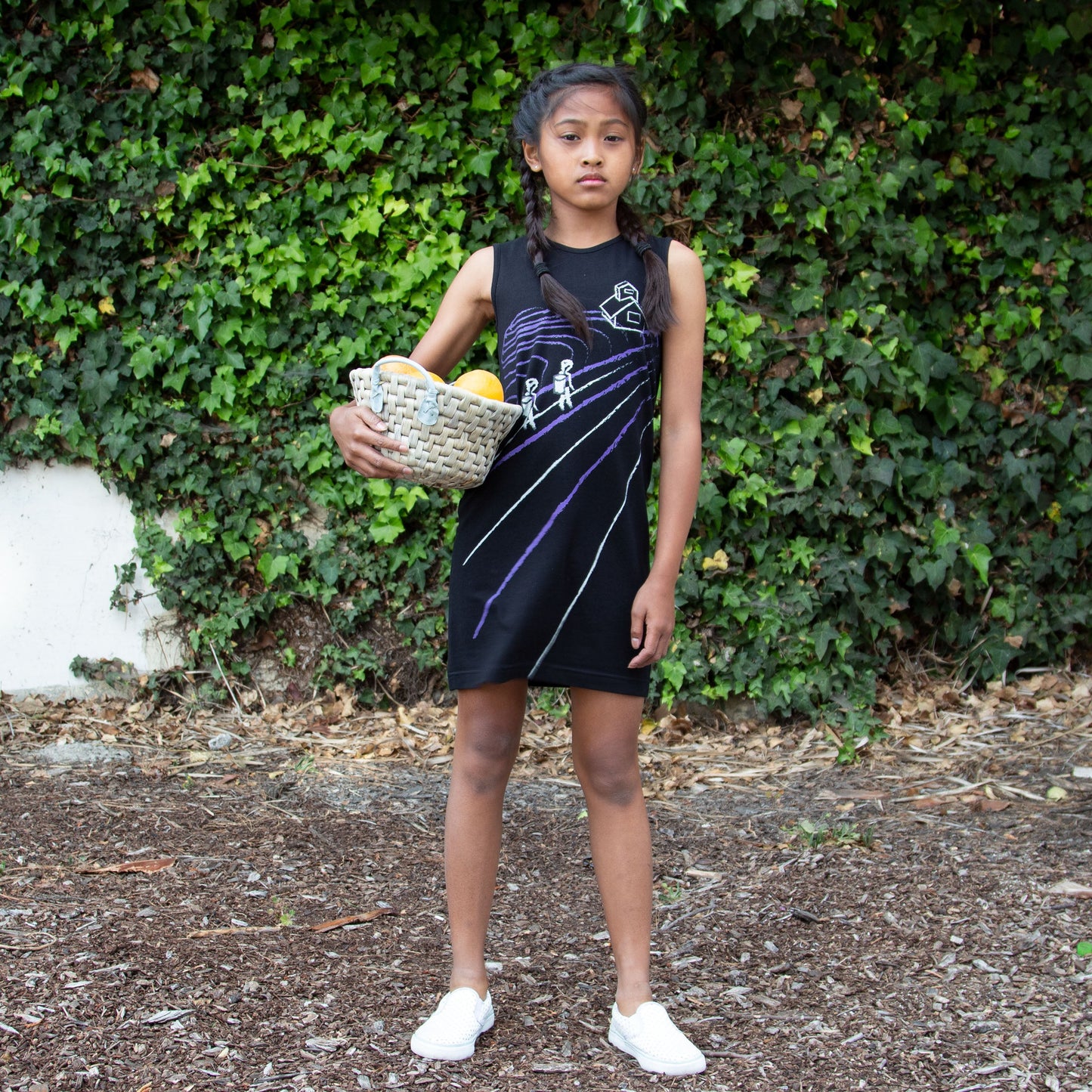 Black T-Shirt Dress with Rice Paddy-2