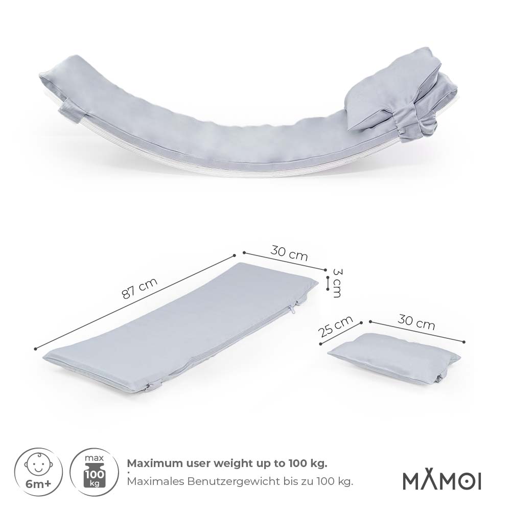 MAMOI® Light grey Pillow for balance board kids, Mat for wobble board kids, Material for wooden balance board, Cushion for balance board toddler, Pillow for kids seesaw-2