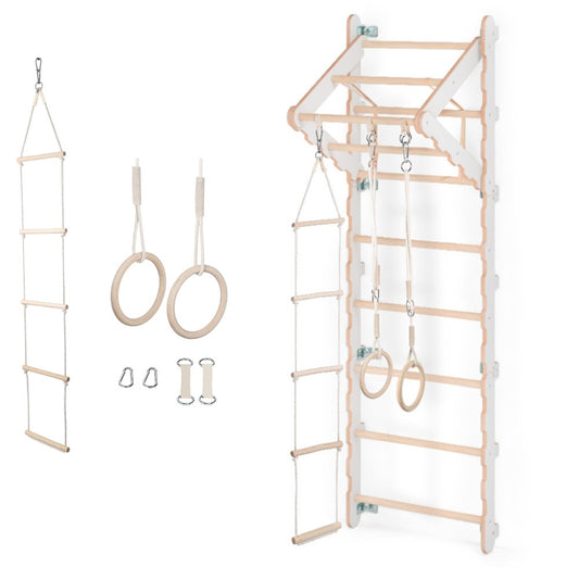 MAMOI® Swedish ladder, Wooden gorilla gym for kids, Indoor baby climbing frame for toddlers, Monkey bars and play gym, Childrens climbing wall, Gymnastics bar and equipment for home-0