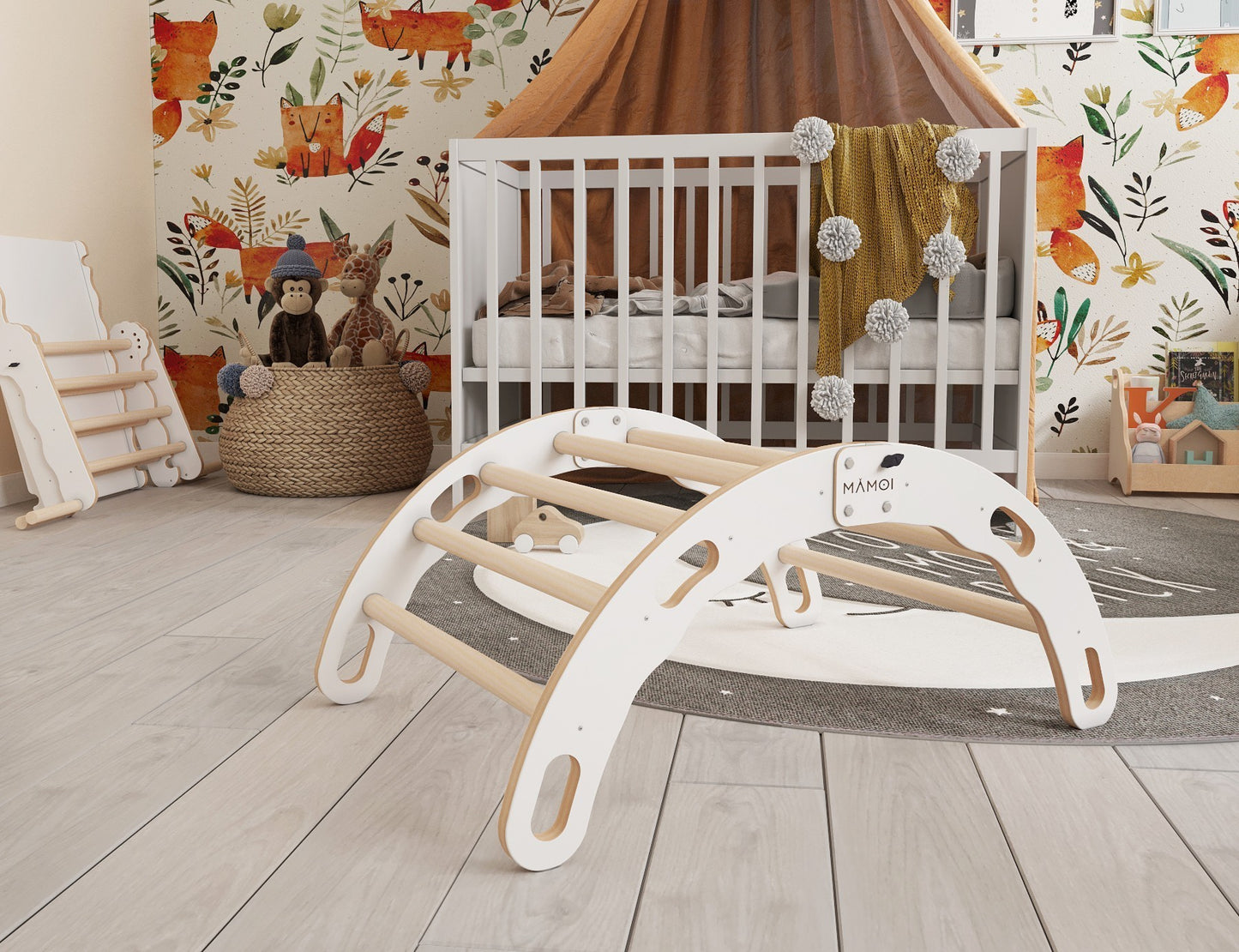 MAMOI® Indoor climbing frame for toddlers, Wooden baby gym, Play gym rocker toys made of wood for toddler, Rockers montessori climbing frame age 1-3-1