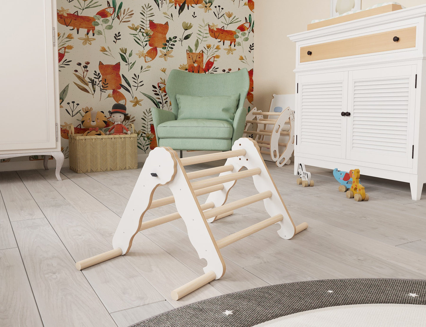 MAMOI® Modern climbing triangle | Kids climbing frame minimalist design | Yarnwood folding pikler triangle for baby 100% ECO | Made in EU-1