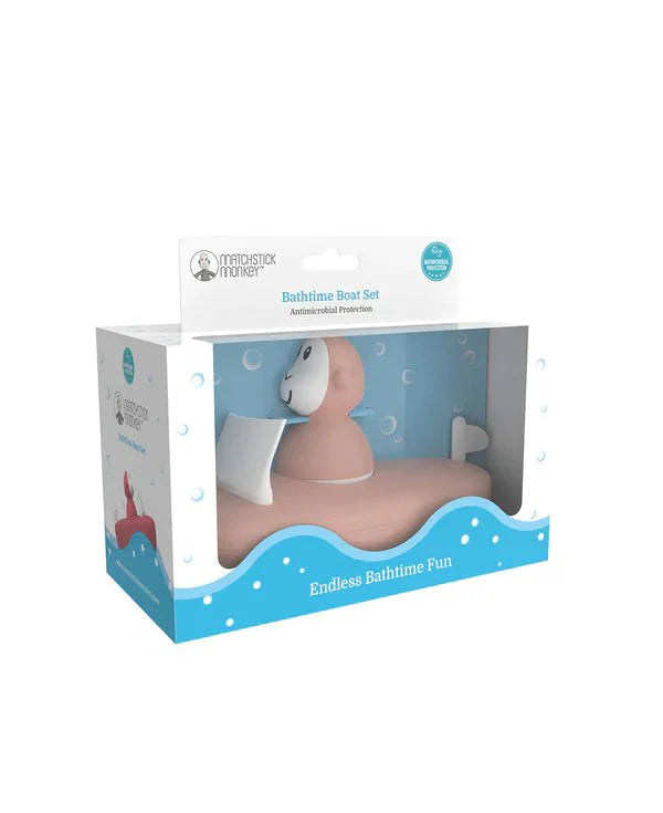 Matchstick Monkey Bathtime Boat Set - Dusty Pink
