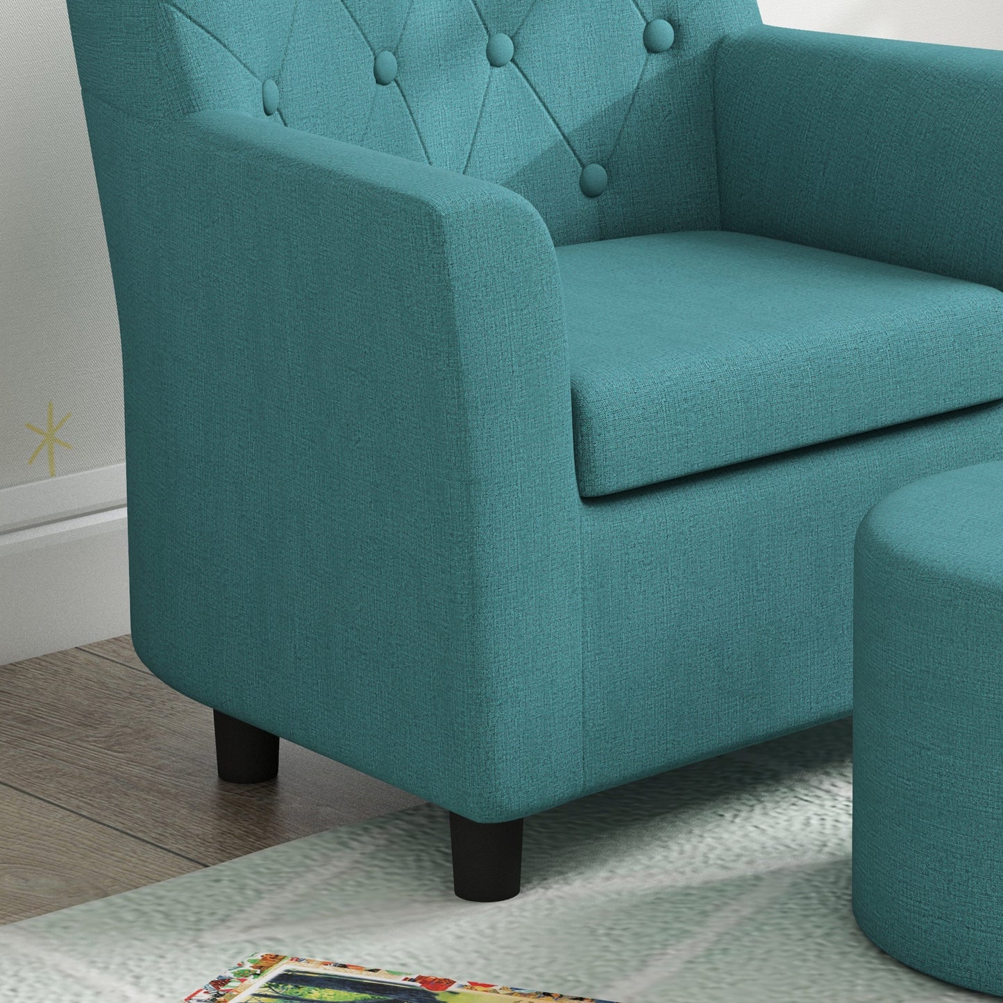 AIYAPLAY 2PCs Kids Sofa Set with Footrest, for Playroom, Bedroom in Blue-7