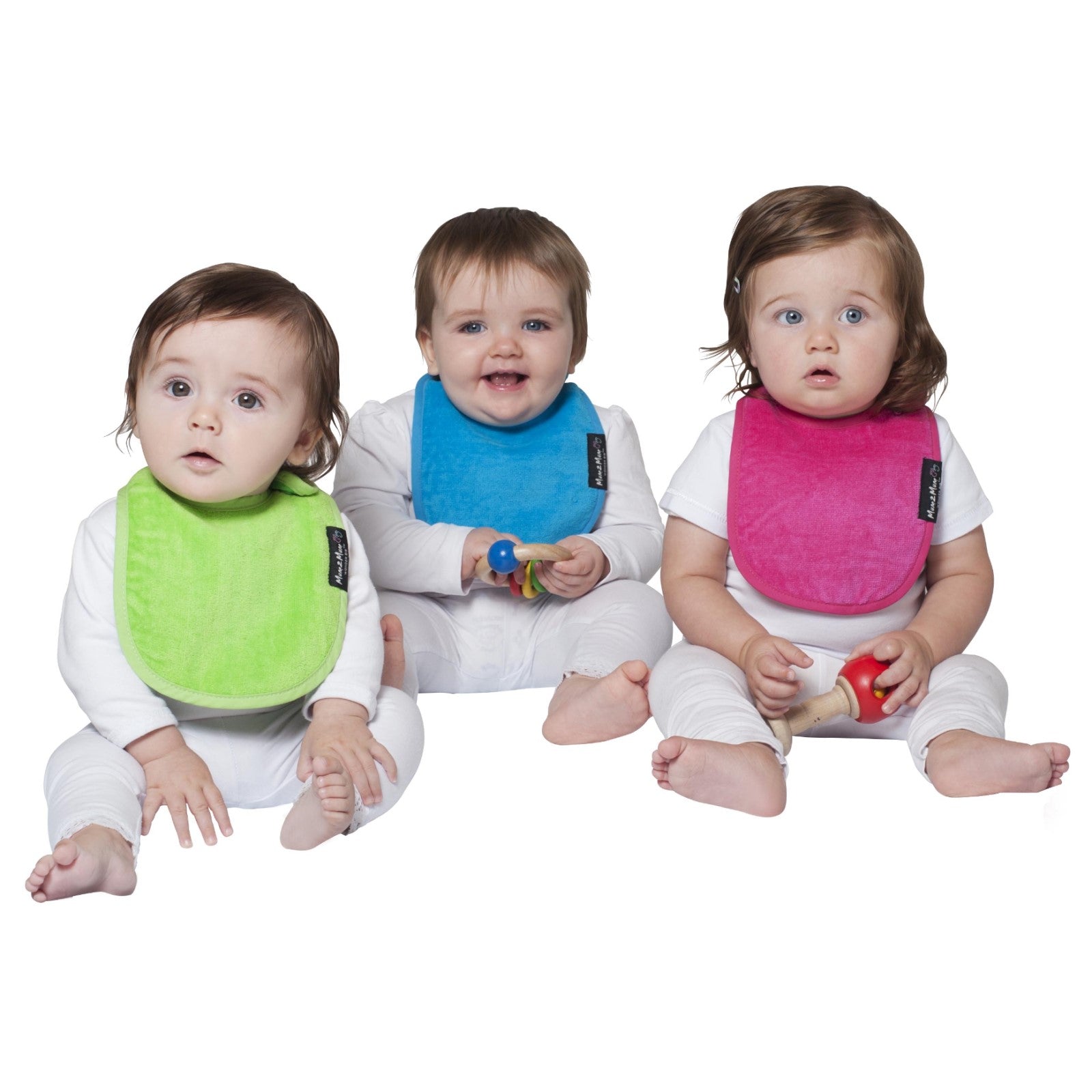 3 PACK - Mum 2 Mum Infant Wonder Bibs - Red / Lime / Teal
