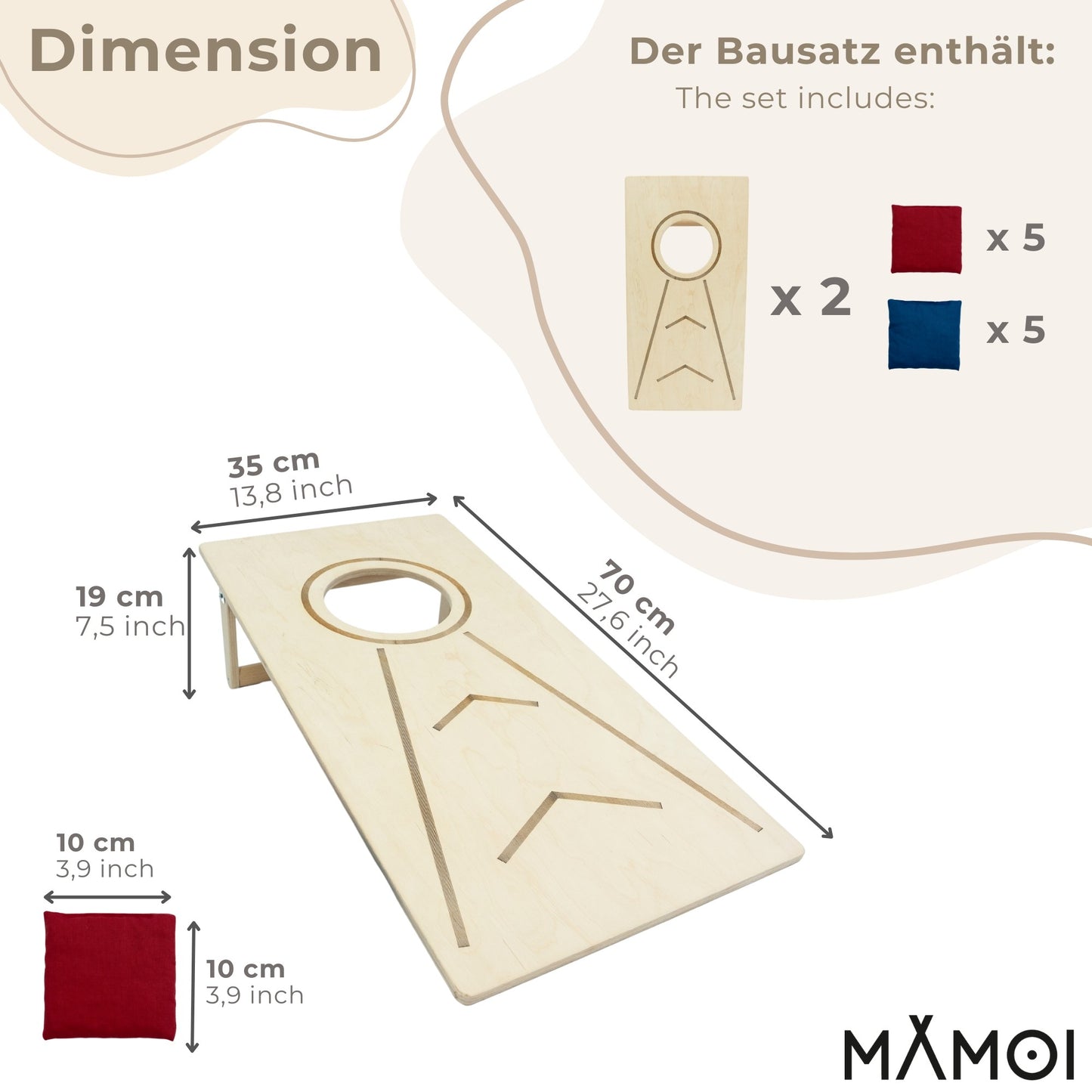 MAMOI® Cornhole Party Games Outdoor Indoor, Beach Game | Throwing Game for Children and Adults Including Sack Hole Bags.-1