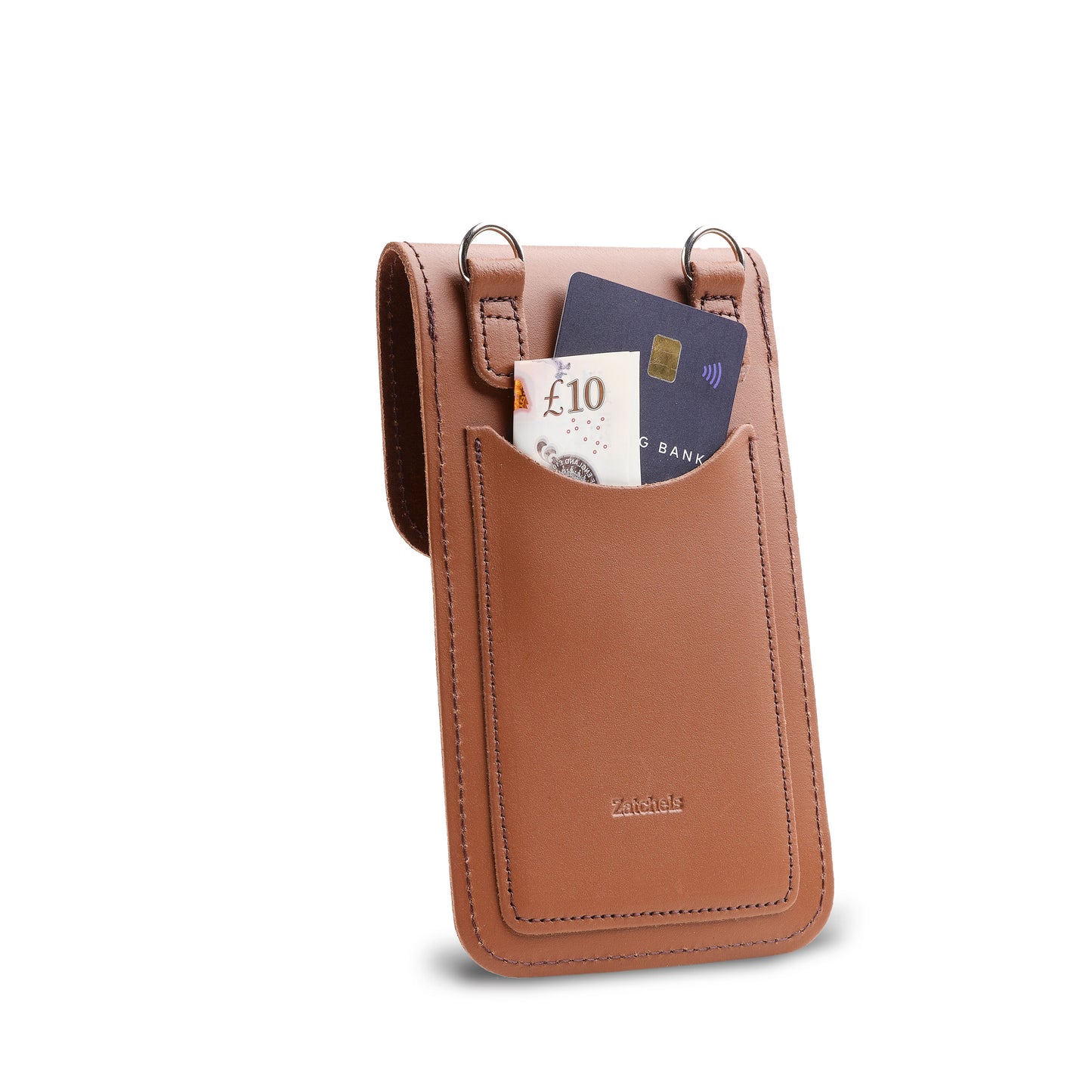 Handmade Leather Mobile Phone Pouch Plus - Chestnut-1