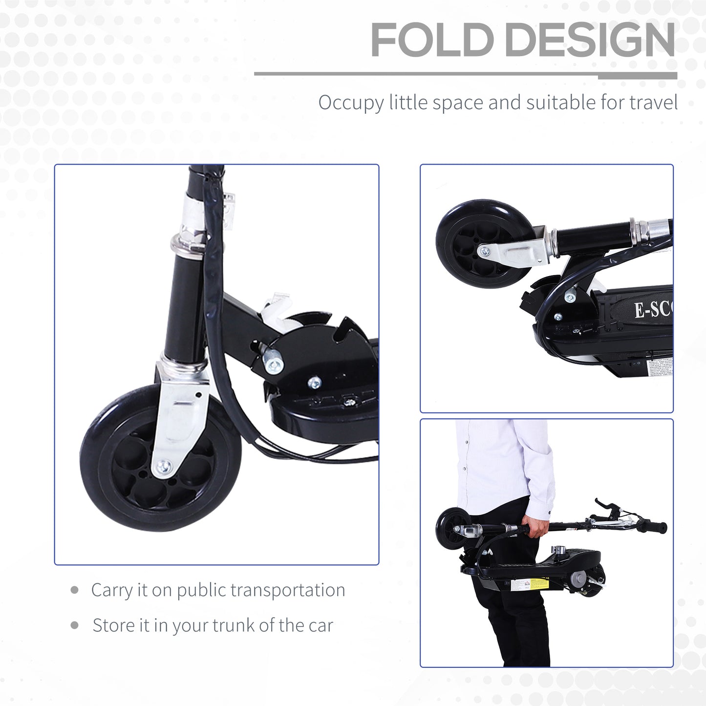 HOMCOM Outdoor Ride On Powered Scooter for kids Sporting Toy 120W Motor Bike 2 x 12V Battery in Black-4