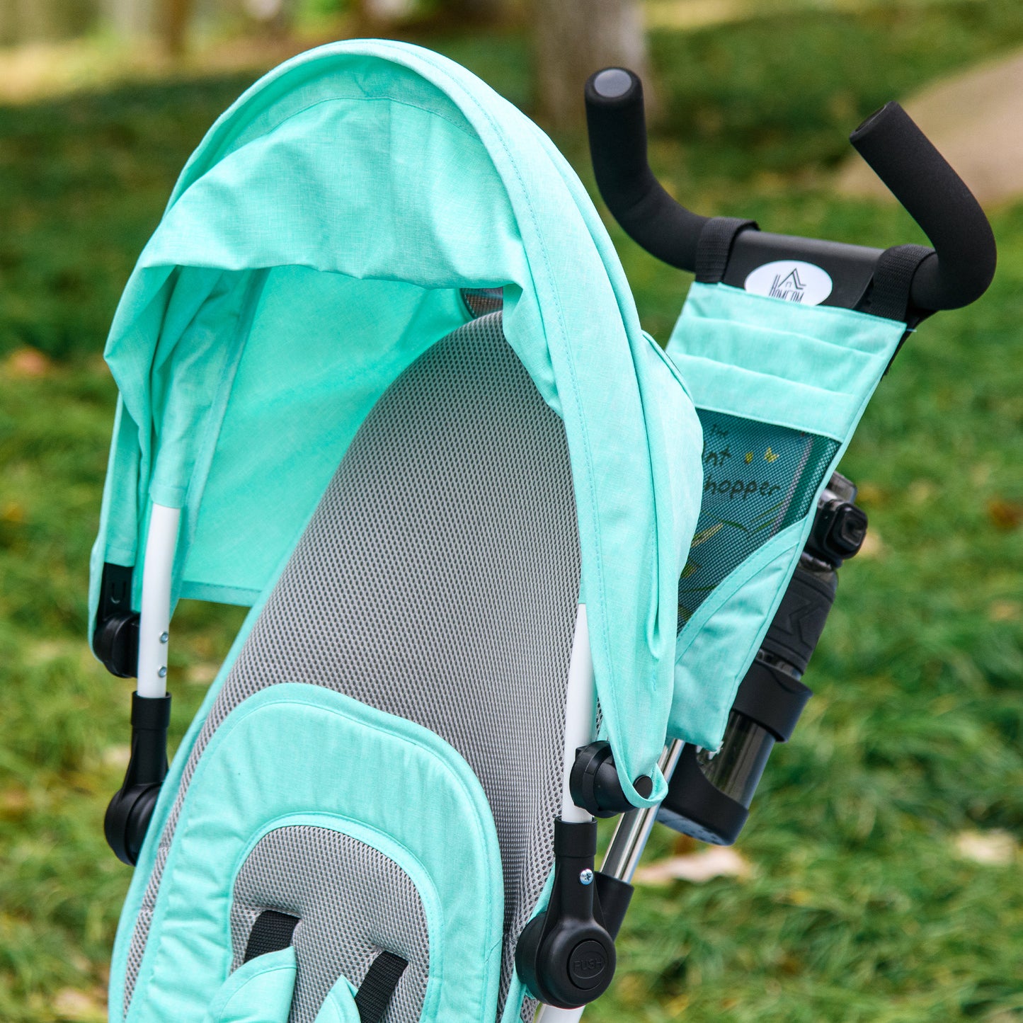 4 in 1 Kids Trike Push Bike w/ Push Handle, Canopy, 5-point Safety Belt, Storage, Footrest, Brake, for 1-5 Years, Green | HOMCOM-7