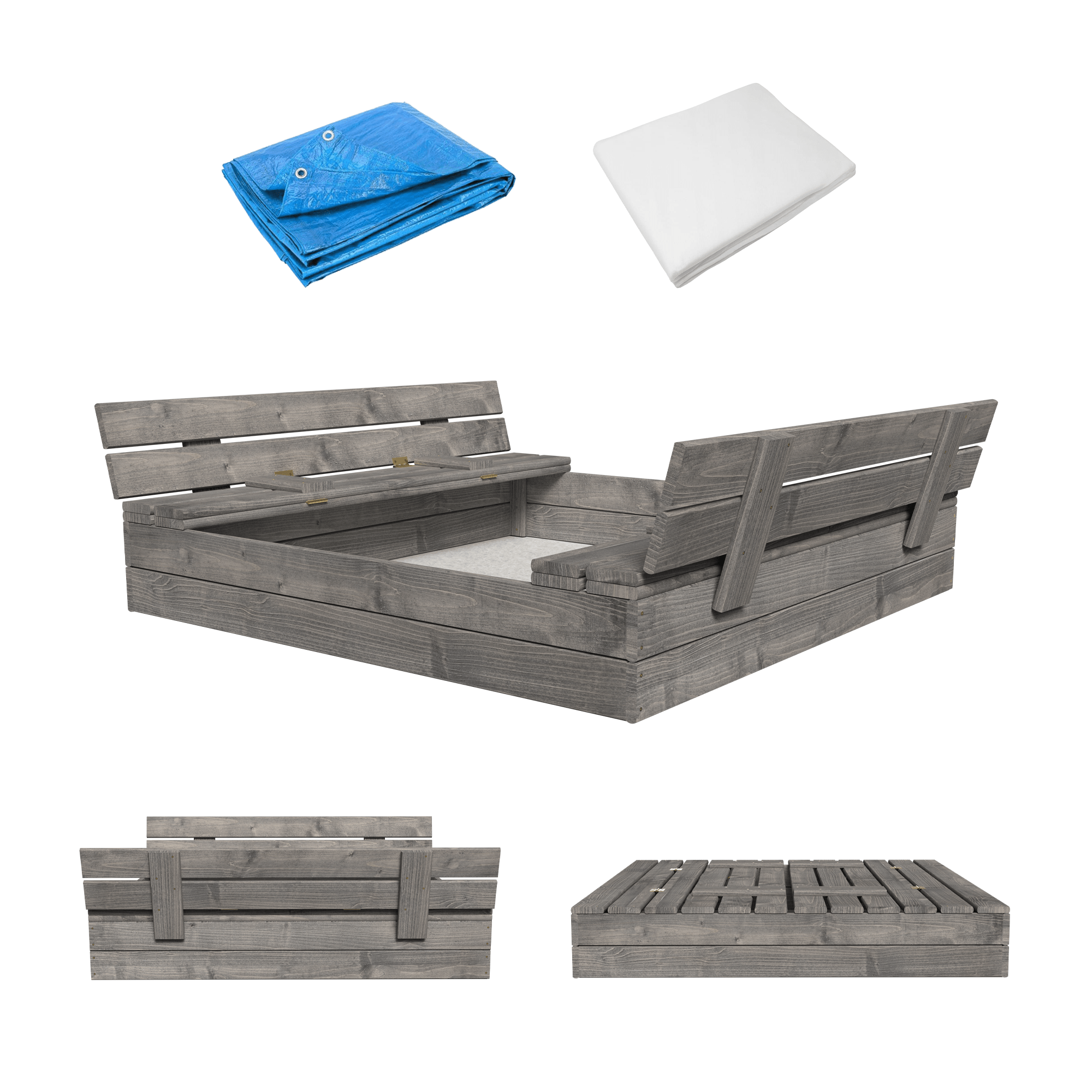 MAMOI Sandbox with cover 120x120 Sandbox Impregnated Sandbox with benches Wooden toy cover Benches 150x150-0