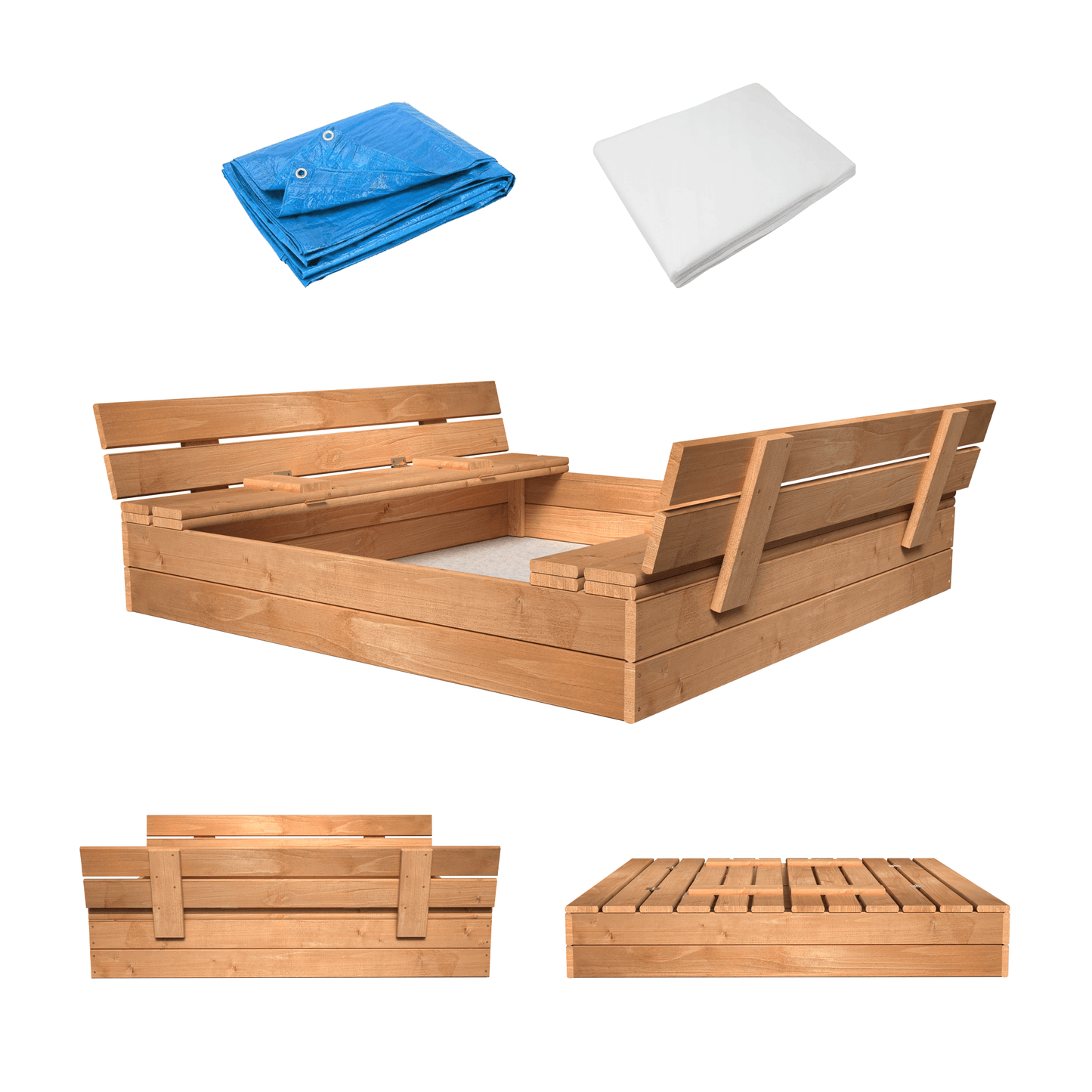 MAMOI Sandbox with cover 120x120 Sandbox Impregnated Sandbox with benches Wooden toy cover Benches 150x150-0