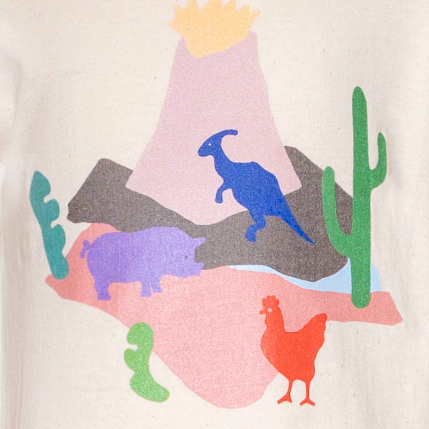 Kids T-Shirt with Volcano and Animals Print-2