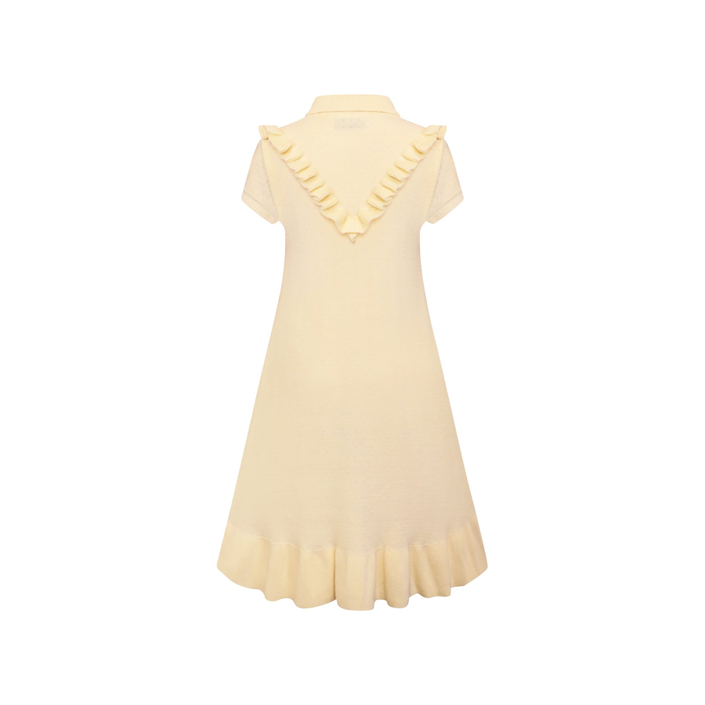 Yellow Knit Midi Dress with Yoke-3