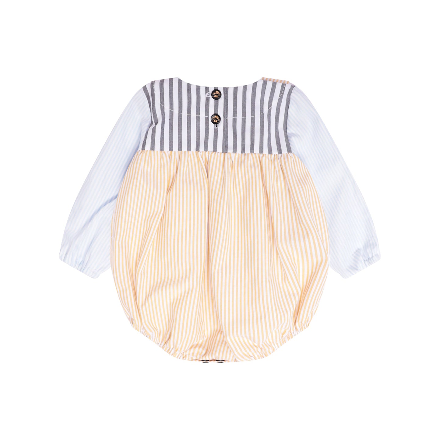 Yellow/Blue Stripes Baby Boy Rompers-1