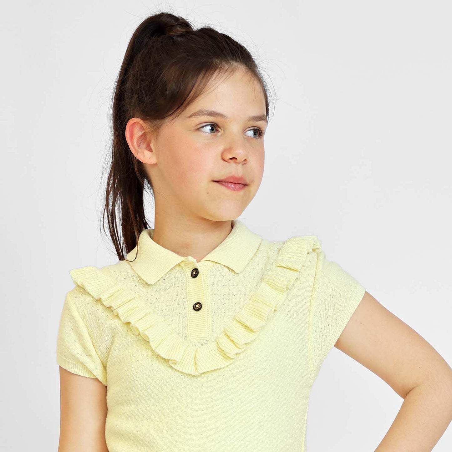 Yellow Knit Midi Dress with Yoke-4