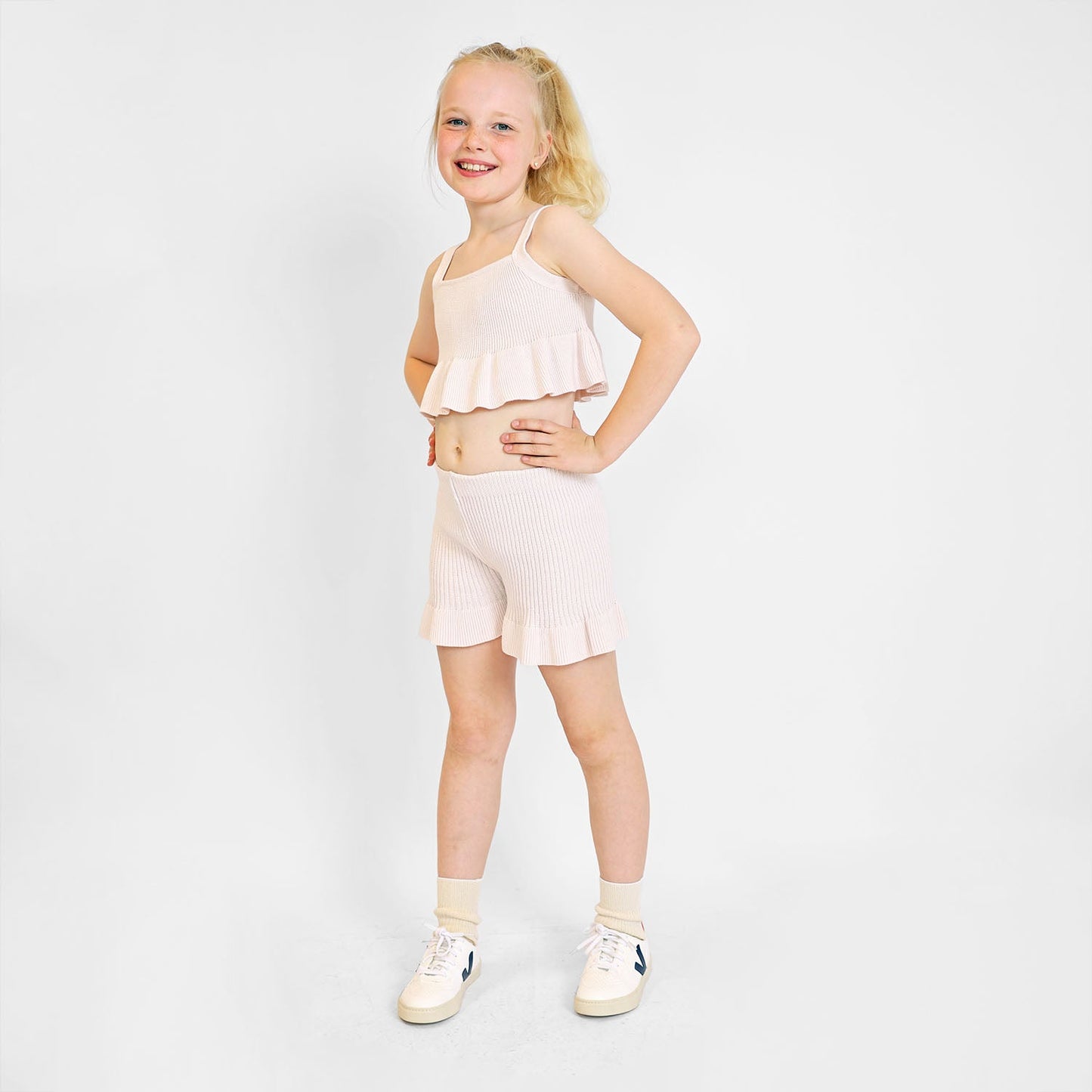 Pink Knitted Beach Shorts-1